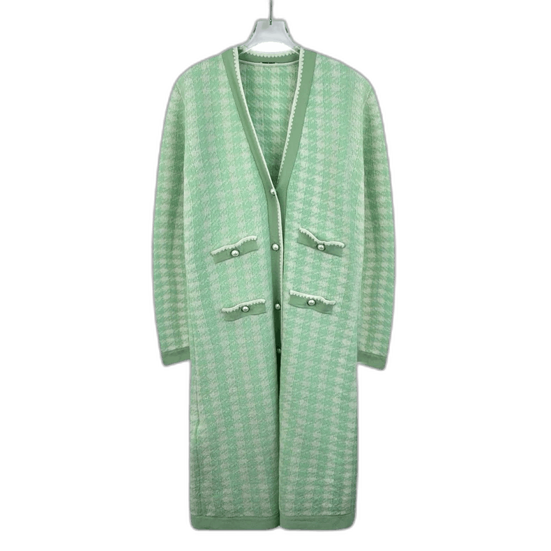 Celine MiuMiu Green Plaid Knit Cardigan Jacket Size M / US 6-8 / IT 42-44 - 1 Thumbnail
