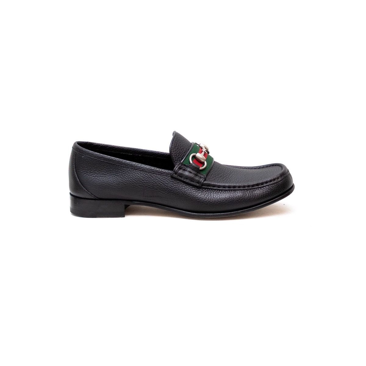 Designer × Gucci WEB Horse-bit Black Pebbled Leather Loafers Men’s Size 9.5us Size US 9.5 / EU 42-43 - 3 Thumbnail