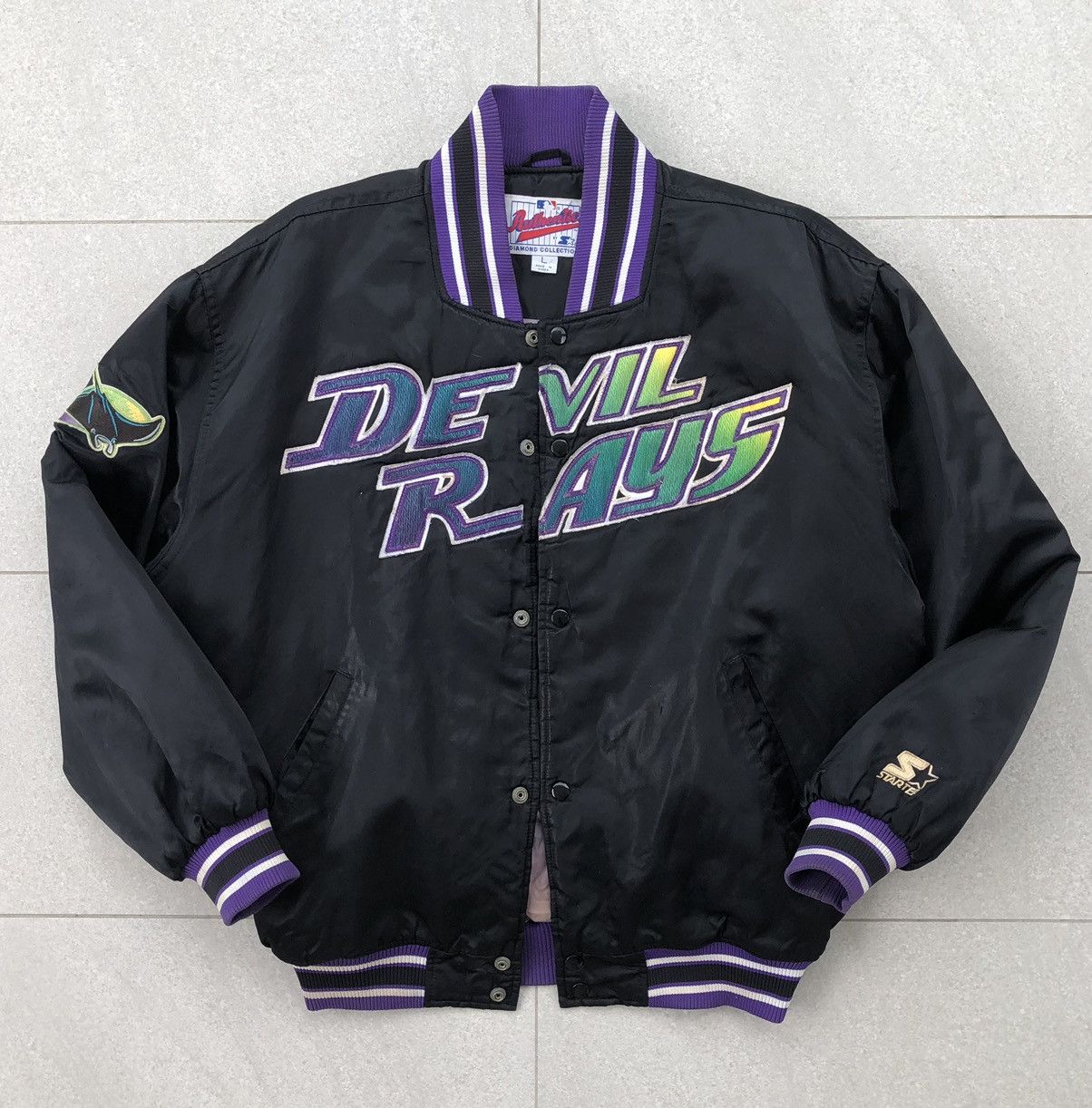 Starter Vintage Starter Diamond Collection Devil Rays Bomber Jacket Size US L / EU 52-54 / 3 - 1 Thumbnail