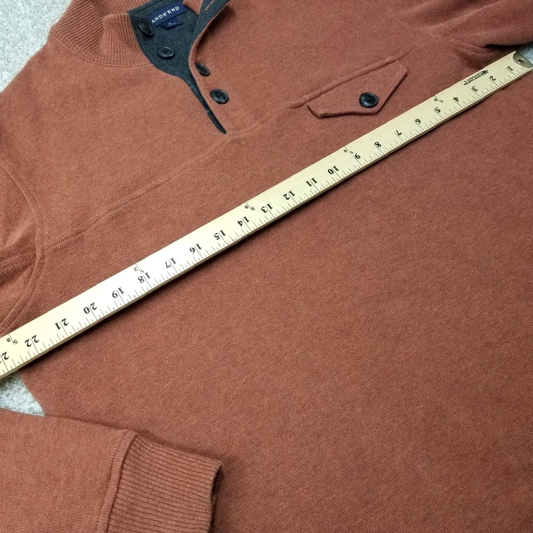 Lands' End Lands' End Sweater Men L Brown Red Collared Cotton Button Casual Pullover Size US L / EU 52-54 / 3 - 5 Thumbnail