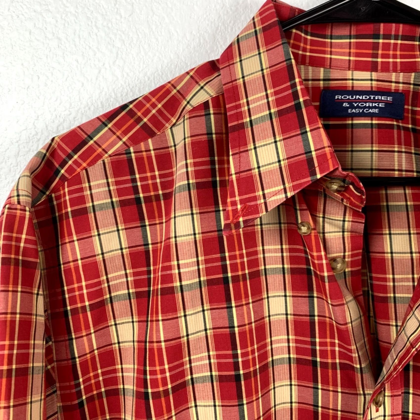 Roundtree & Yorke VINTAGE Roundtree & Yorke Red Plaid Short Sleeve Button Shirt Mens Large Size US L / EU 52-54 / 3 - 2 Thumbnail