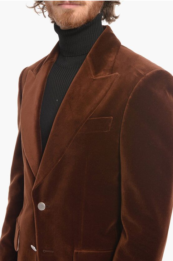 Palm Angels o1y0325 Velvet Blazer in Brown Size US S / EU 44-46 / 1 - 2 Thumbnail