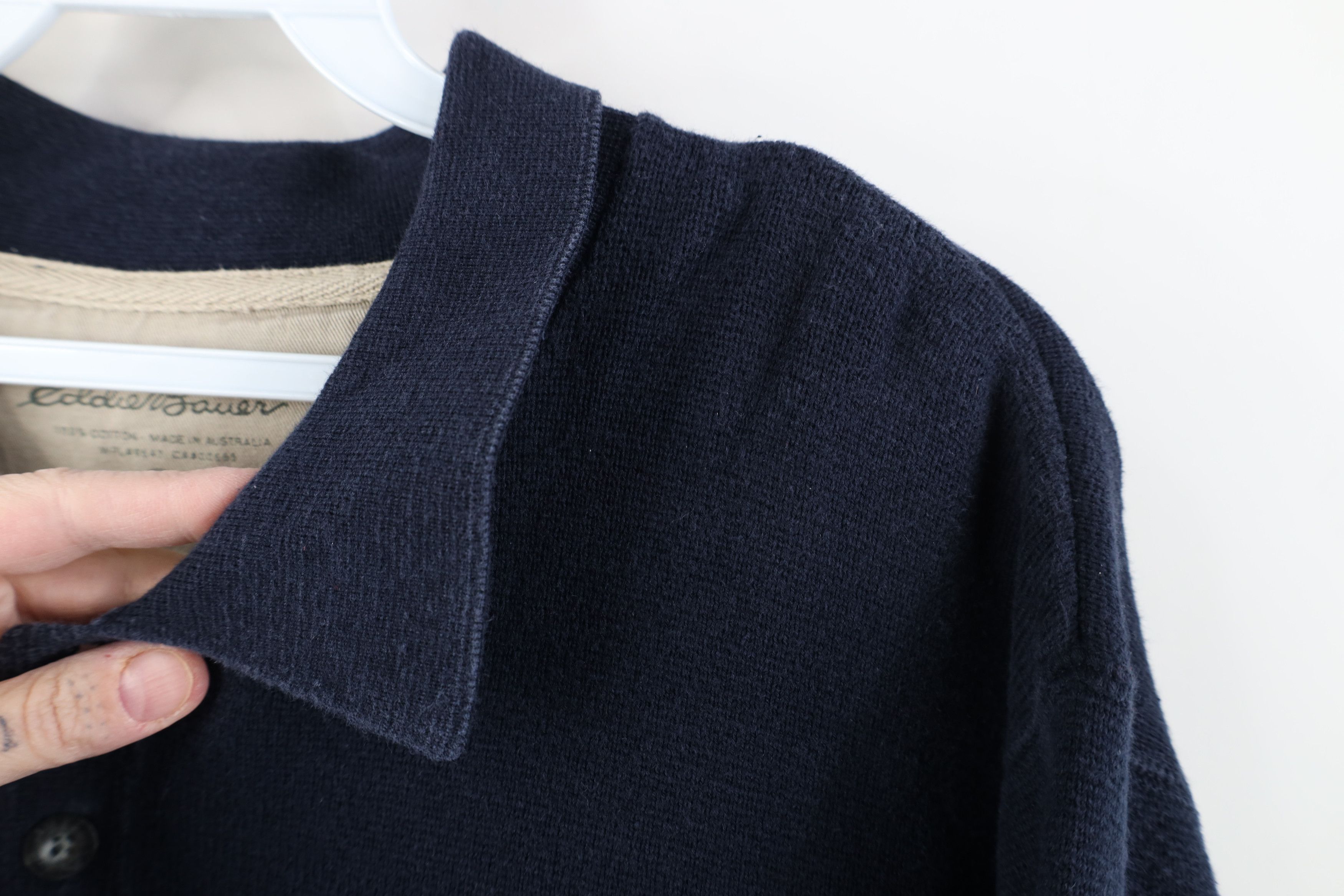 Eddie Bauer Vintage 90s Eddie Bauer Heavyweight Thermal Knit Rugby Blue Size US XL / EU 56 / 4 - 6 Thumbnail