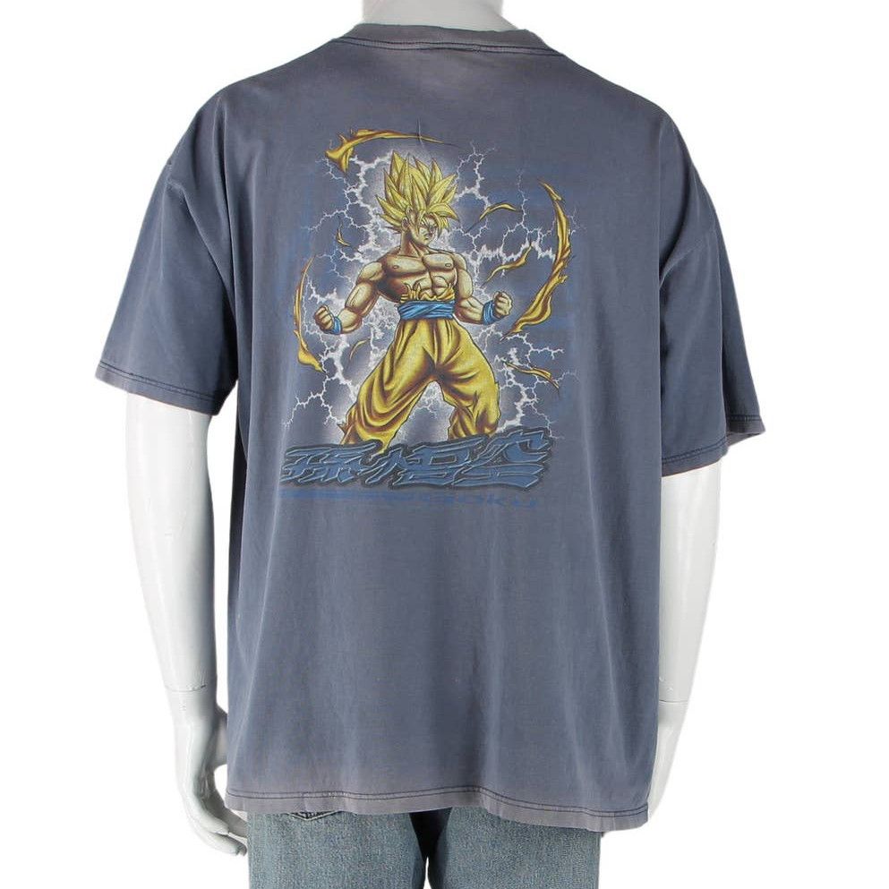 image of Vintage Dbz Goku Super Saiyan Tee Shirt in Blue, Men's (Size 2XL)