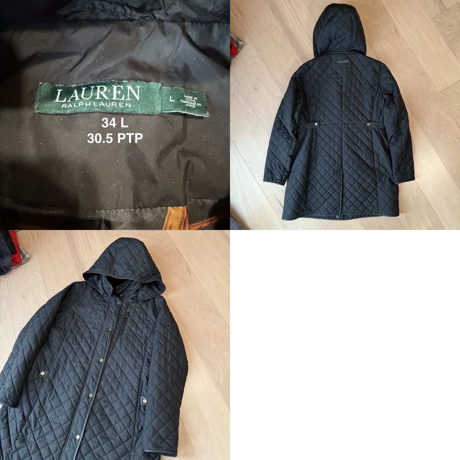 Ralph Lauren Lauren Ralph Lauren Quilted Coat Women's Large Black Full Zip Outerwear NYC Coat Size L / US 10 / IT 46 - 8 Thumbnail