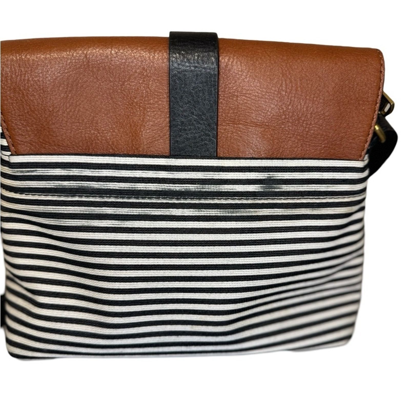Fossil Fossil Kinley Flap Striped Purse w/Brown Leather Crossbody Size ONE SIZE - 11 Thumbnail