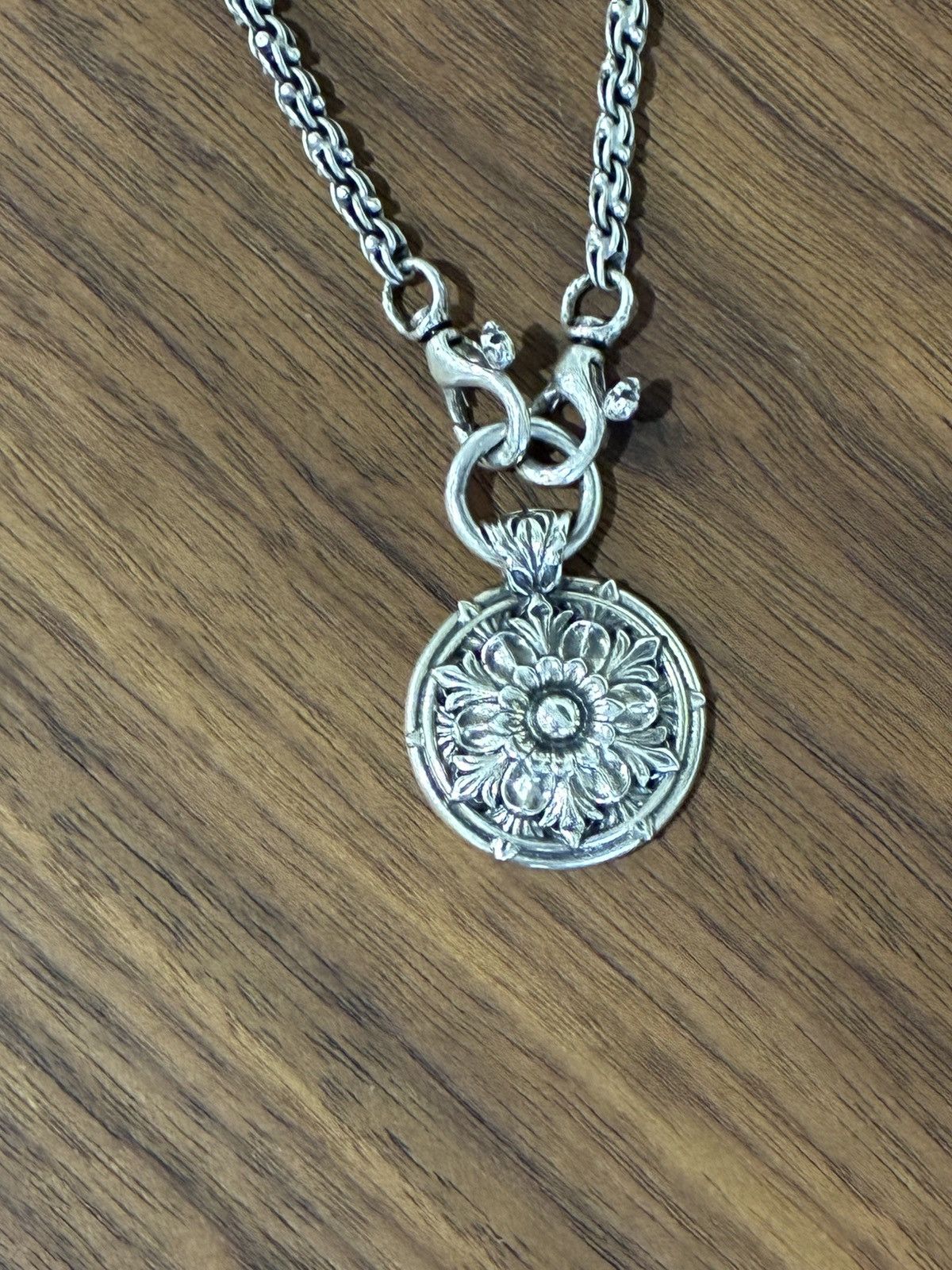 John Varvatos Sterling Silver Floral Pendant Necklace. Size ONE SIZE - 5 Thumbnail