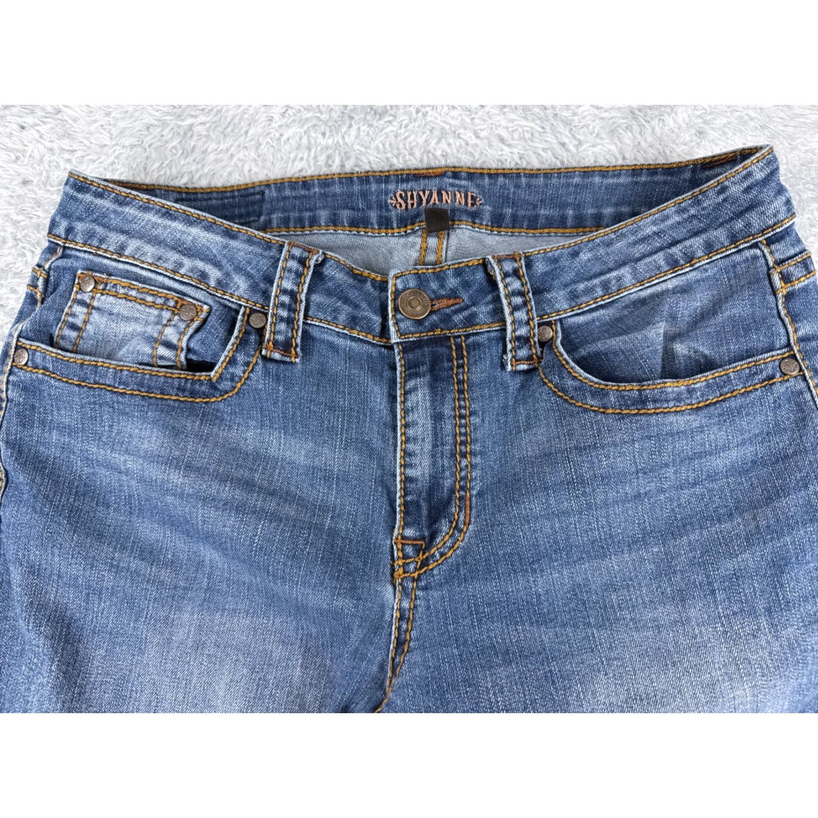 Vintage Shyanne Jeans Women Bootcut 32 Blue Denim Embroidered Southwest 31x29 Stretch Medium Size 24" / US 00 / IT 34 - 4 Thumbnail