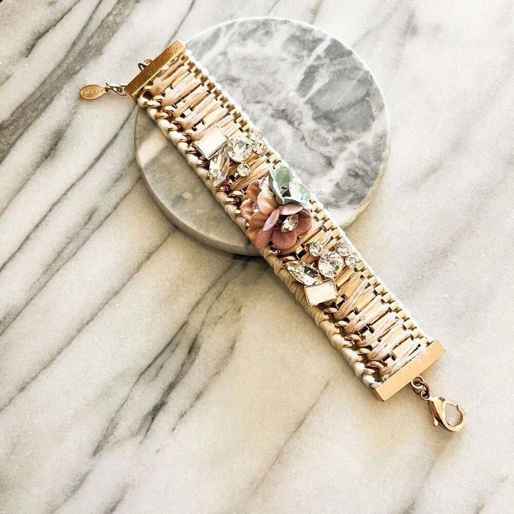 Aldo Aldo Flower Bracelet Pink Multicolor Woven Wrap Boho Size ONE SIZE - 1 Thumbnail