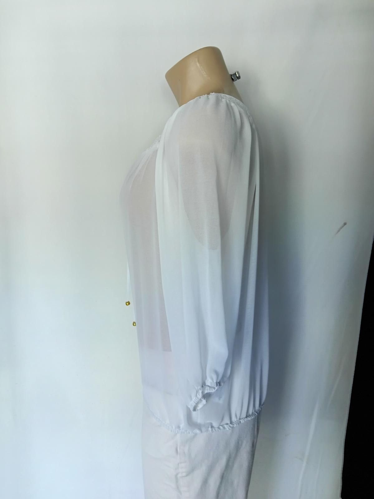 Designer Elegant White Blouse by Ellen Tracy Size M / US 6-8 / IT 42-44 - 2 Thumbnail
