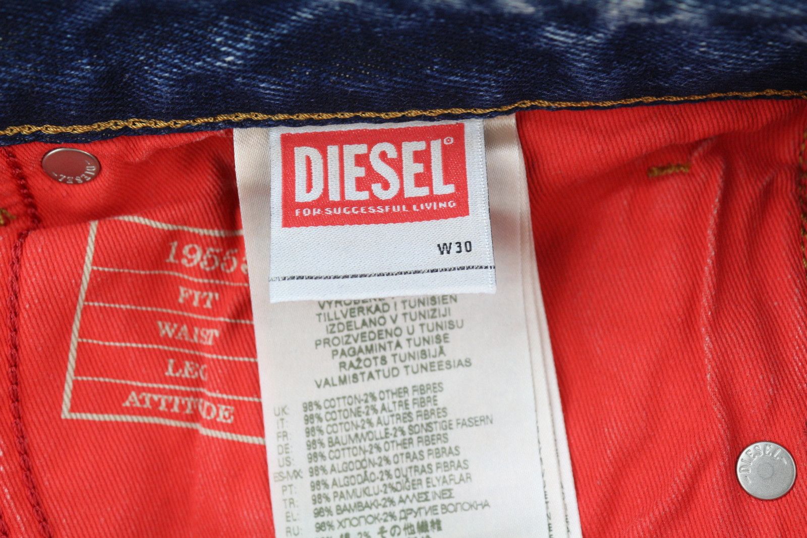 Diesel 1955 09E10 W30/L32 Blue Regular Straight Distress 85397 Size US 30 / EU 46 - 11 Thumbnail