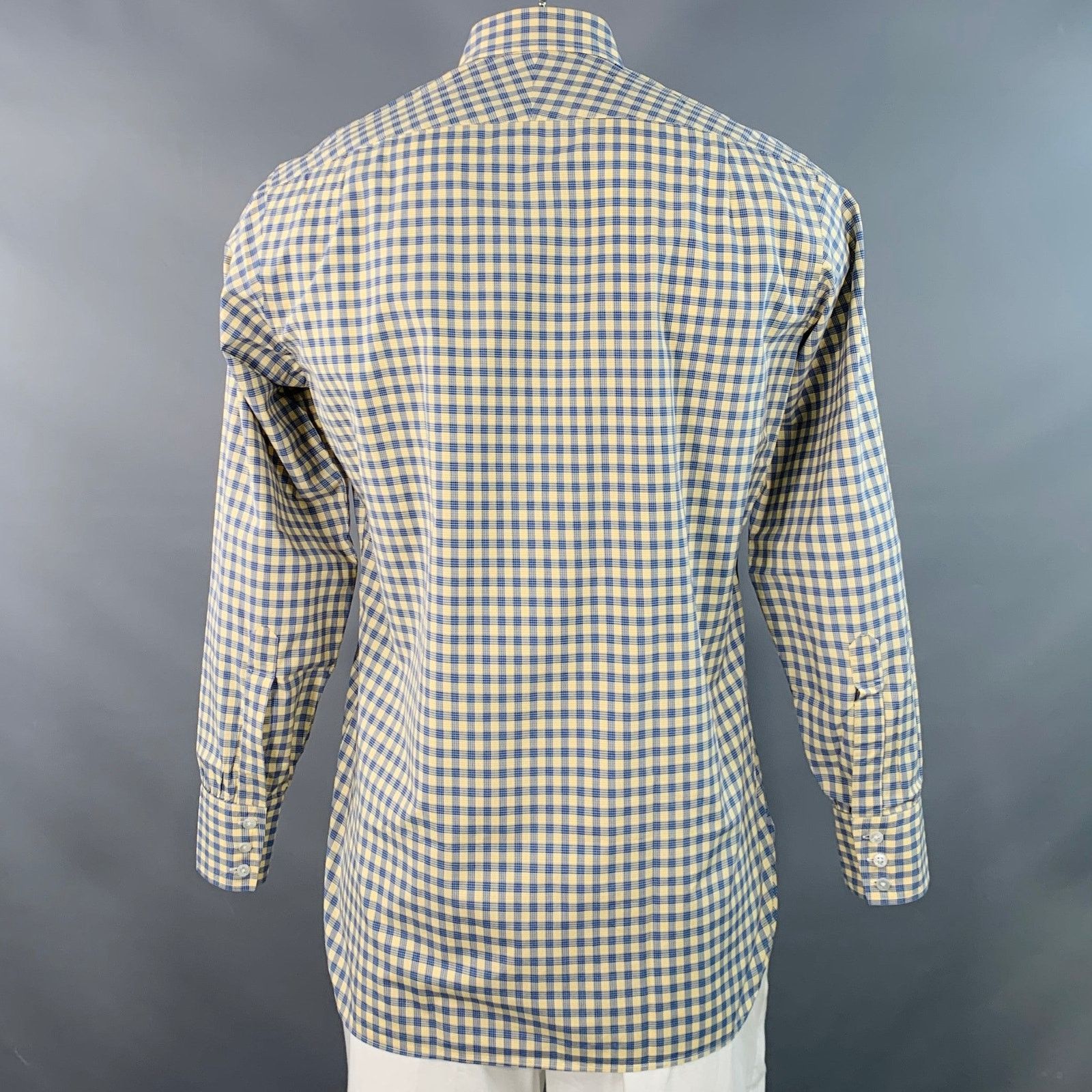 Turnbull & Asser Size L Blue Yellow Checkered Cotton Long Sleeve Shirt Size US L / EU 52-54 / 3 - 4 Thumbnail