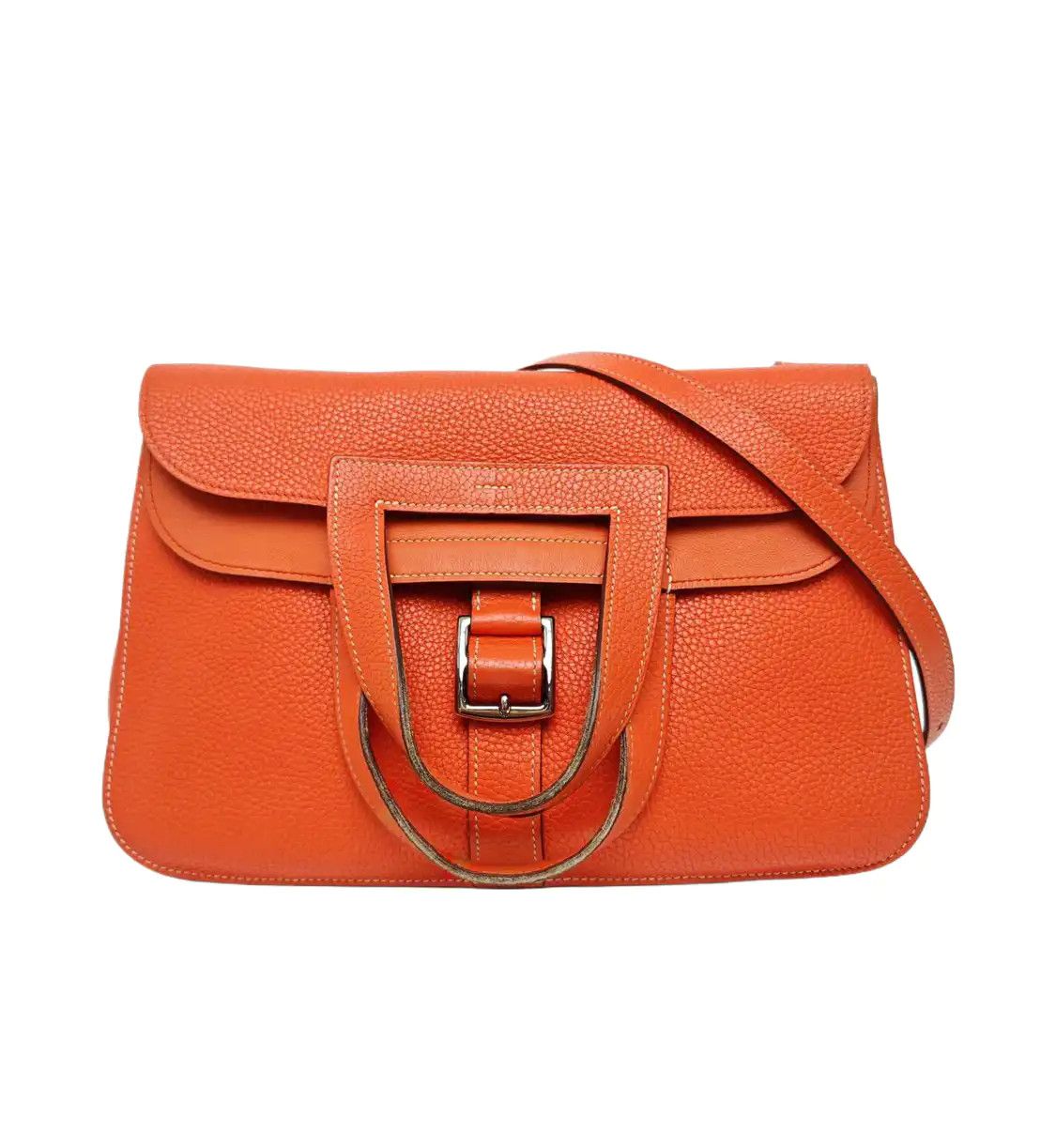 Hermes Hermes Halzan Lotus Gold / orange-red Clemence cowhide leather shoulder bag hand Size ONE SIZE - 1 Thumbnail