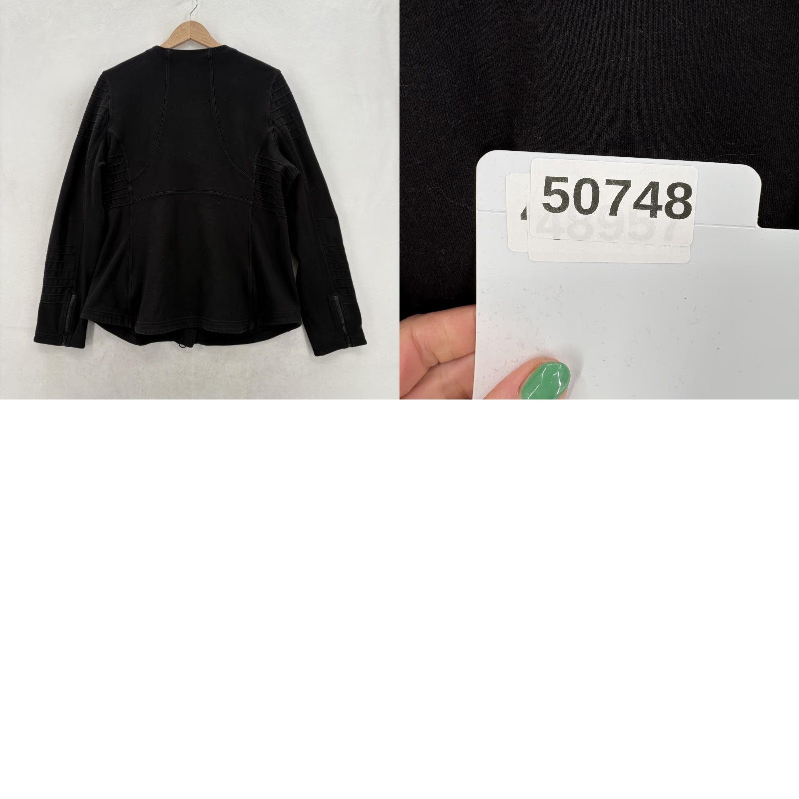 Athleta Athleta Moto Jacket Womens XL Black Fleece Quilted Zip Pockets Biker Casual Size XL / US 12-14 / IT 48-50 - 9 Thumbnail