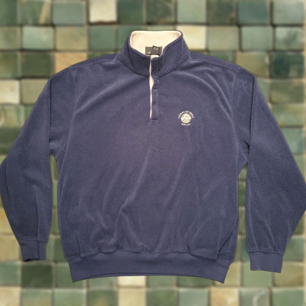 Vintage VINTAGE Cotton Deluxe Shirt Men M Blue 90s USA Western Fleece T Shirt Graphic Print Mock Neck 1/4 Snap Pullover Nature Mens Size US M / EU 48-50 / 2 - 1 Thumbnail
