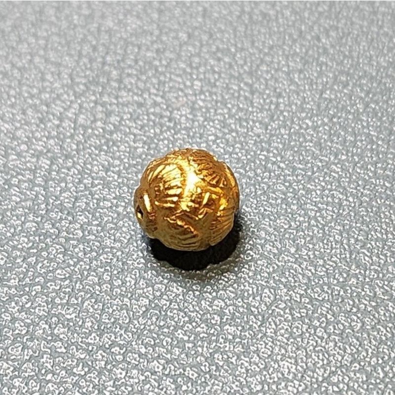 Vintage 7MM 18k Yellow Gold Round Textured Spacer Bead Charm Size ONE SIZE - 3 Thumbnail