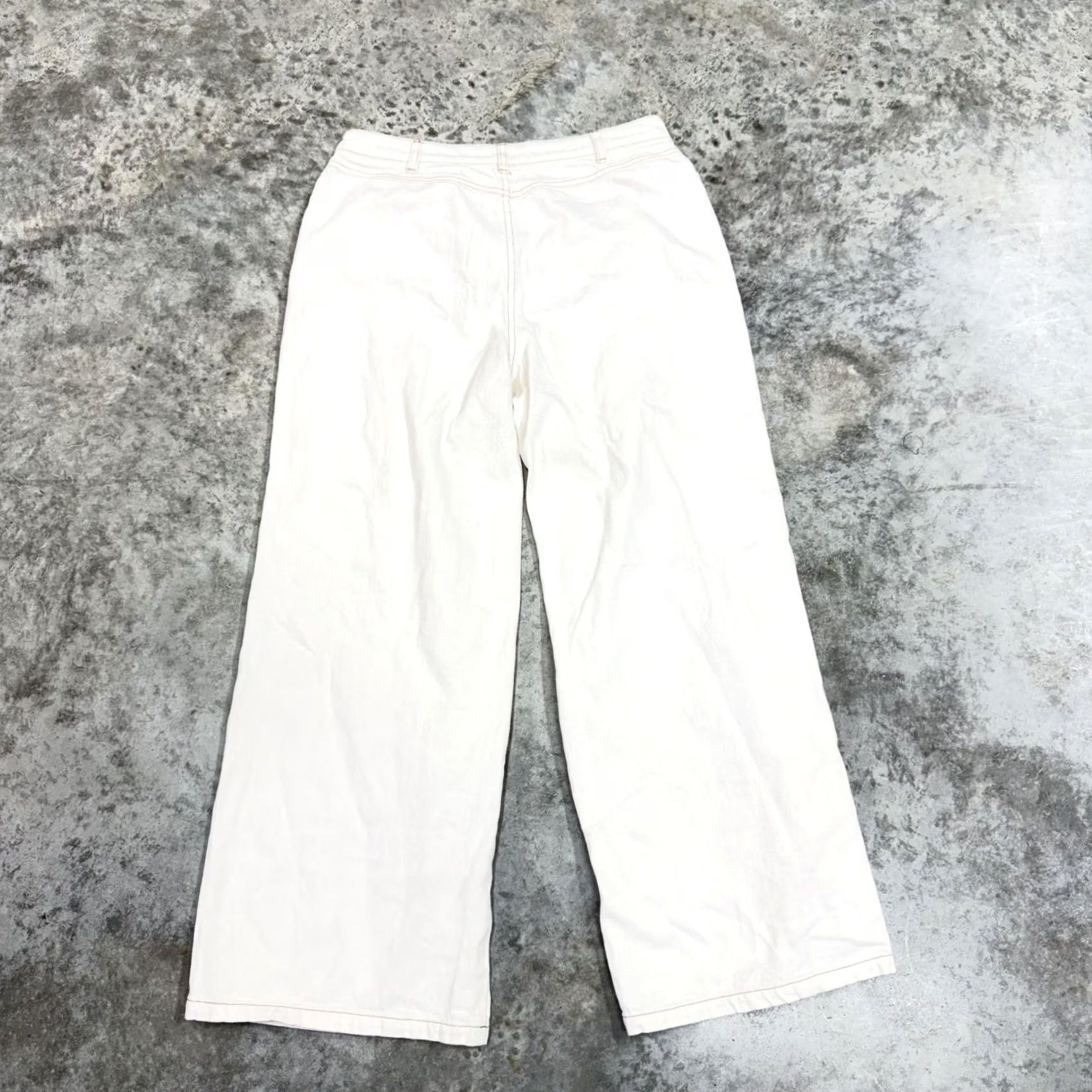 Vintage White Fox Pants Womens Small White Cropped Wide Leg Twill Lace Up Pockets Casual Size 28" / US 6 / IT 42 - 3 Thumbnail