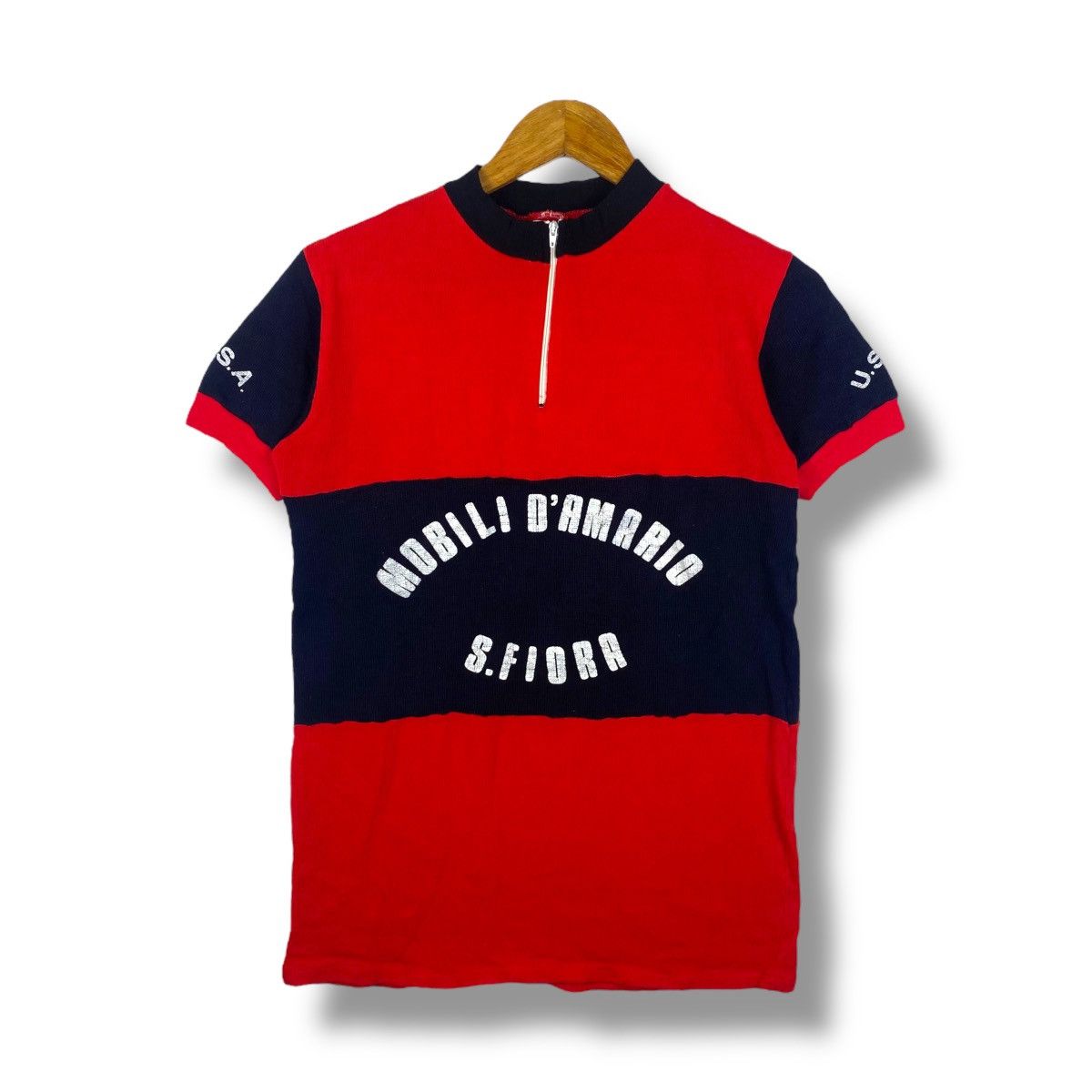 Vintage Vintage 80's MOBILI D'AMARIO Santa Fiora Ussa Cycling Jersey Size US S / EU 44-46 / 1 - 1 Thumbnail