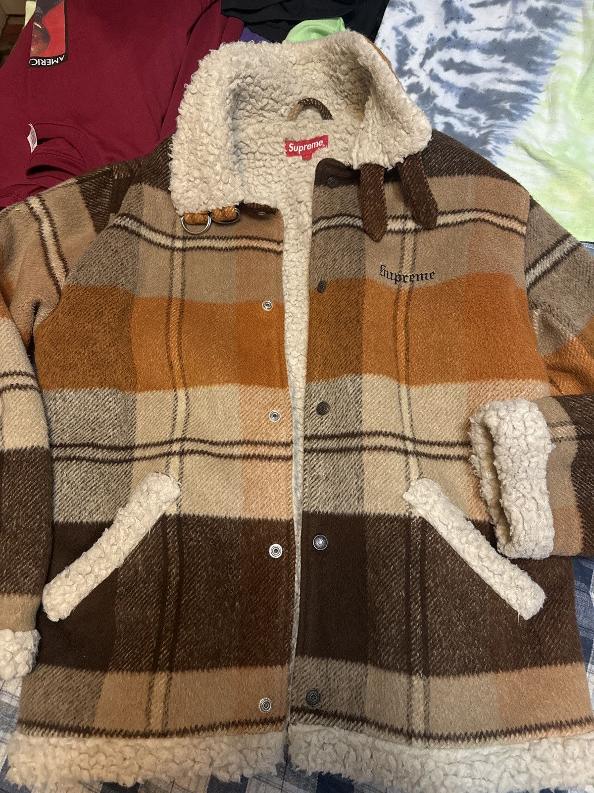 Supreme Supreme Plaid Shearling Bomber Jacket Grailed