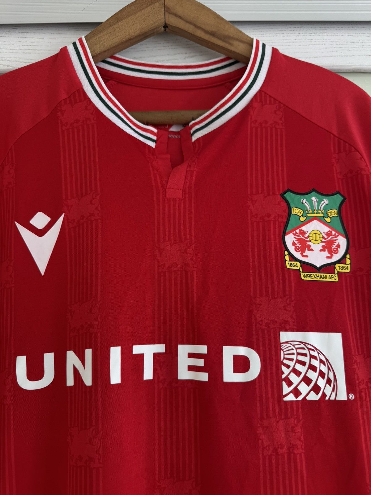 Macron Davies #7 Wrexham 2023-2024 Home Soccer Jersey Football Kit Size US L / EU 52-54 / 3 - 7 Thumbnail