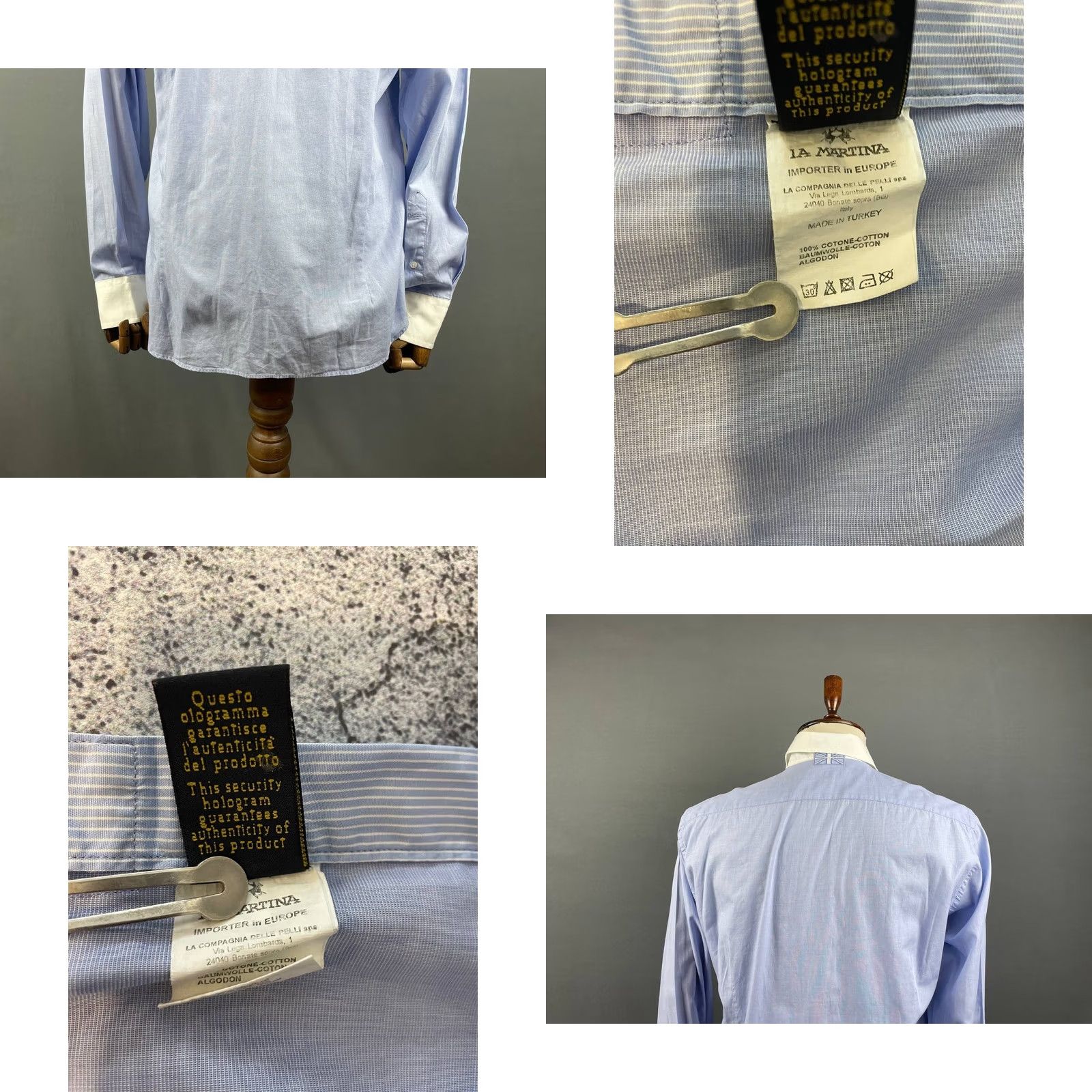 La Martina La Martina Blue Regular-Fit Casual Shirt M Button-Up Long Sleeve Embroidered Cotton Mens Size US M / EU 48-50 / 2 - 9 Thumbnail
