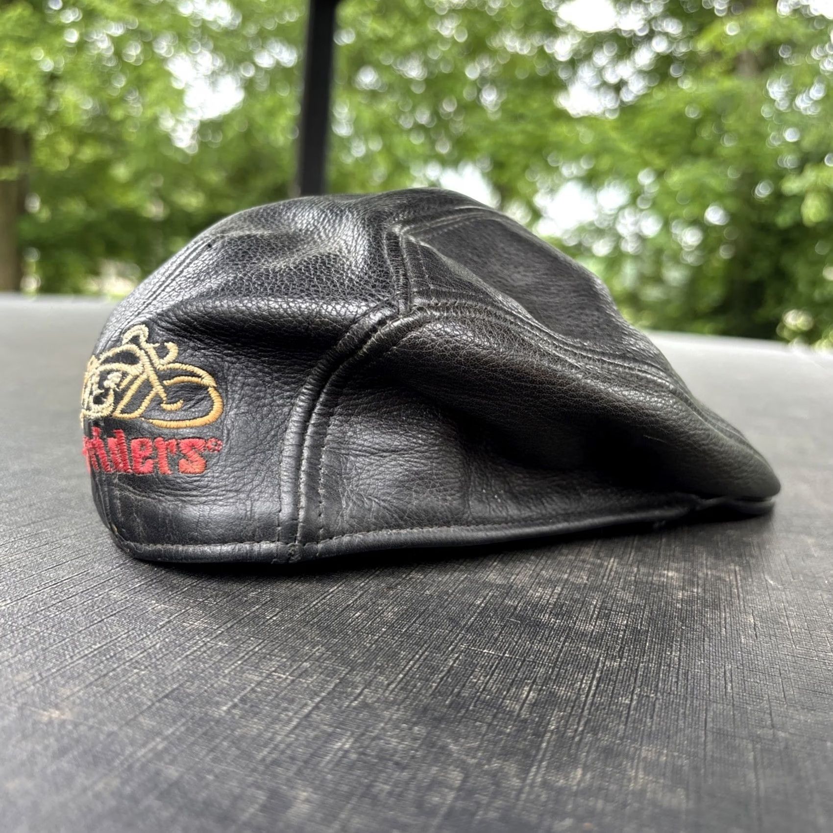 Vintage VINTAGE Easyriders Newsboy Cap Leather Black L/XL Men USA Cap Size ONE SIZE - 4 Thumbnail