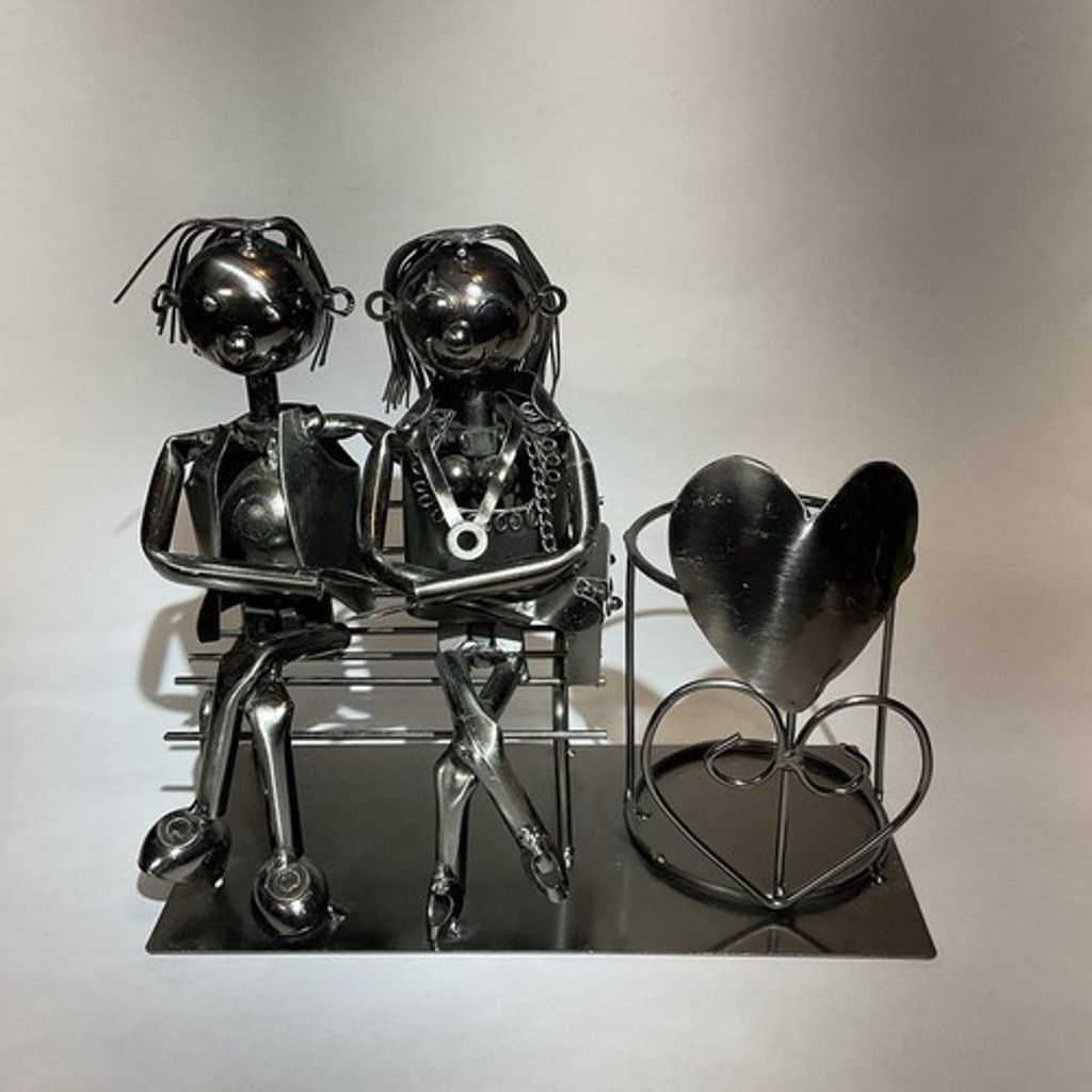 Other Statue Love Couple On The Bench Wine Bottle/Candle Holder Size ONE SIZE - 20 Thumbnail