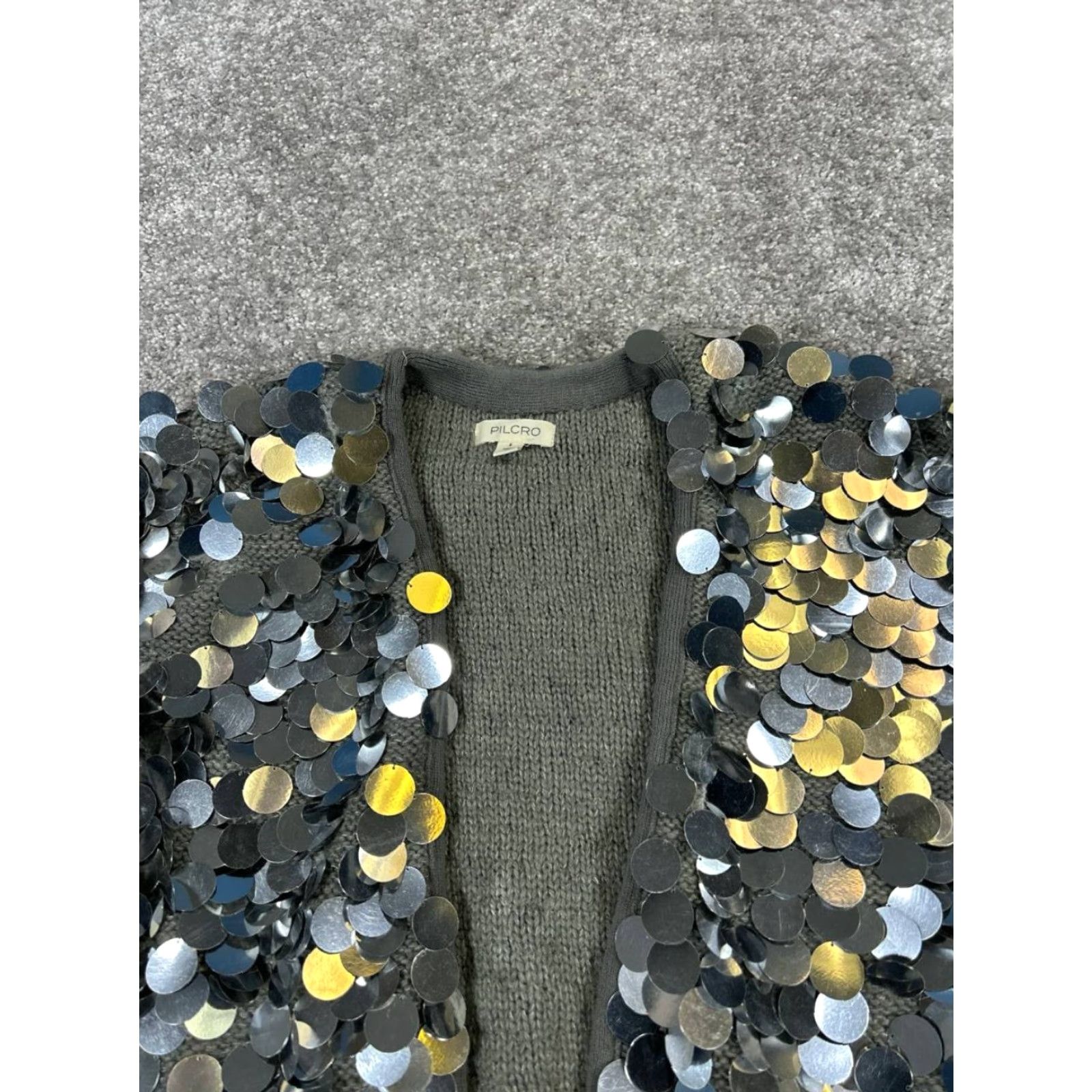Vintage Pilcro Sweater Womens Small Gray Sequin Open Front Pilcro Sweater Womens Small Gray Sequin Open Front Size S / US 4 / IT 40 - 2 Thumbnail