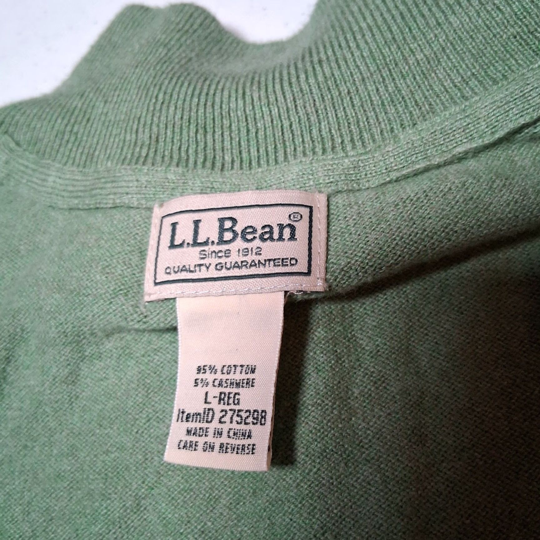 Vintage VINTAGE LL Bean Sweater Men Large Green Cotton Cashmere Knit 1/4 Zip Classic Pullover Mens Size US L / EU 52-54 / 3 - 7 Thumbnail