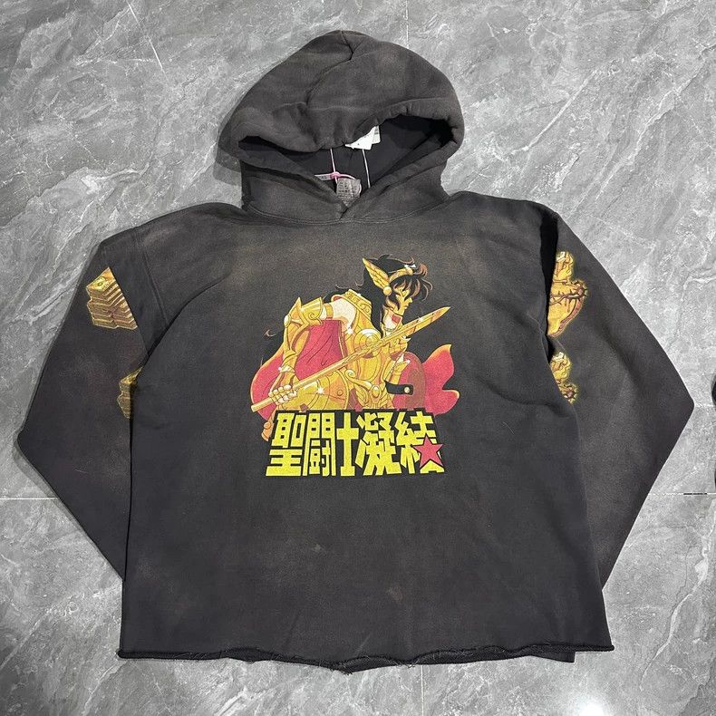 Saint Michael Saint Michael Gold Saints washed black hoodie. Size US XL / EU 56 / 4 - 2 Thumbnail