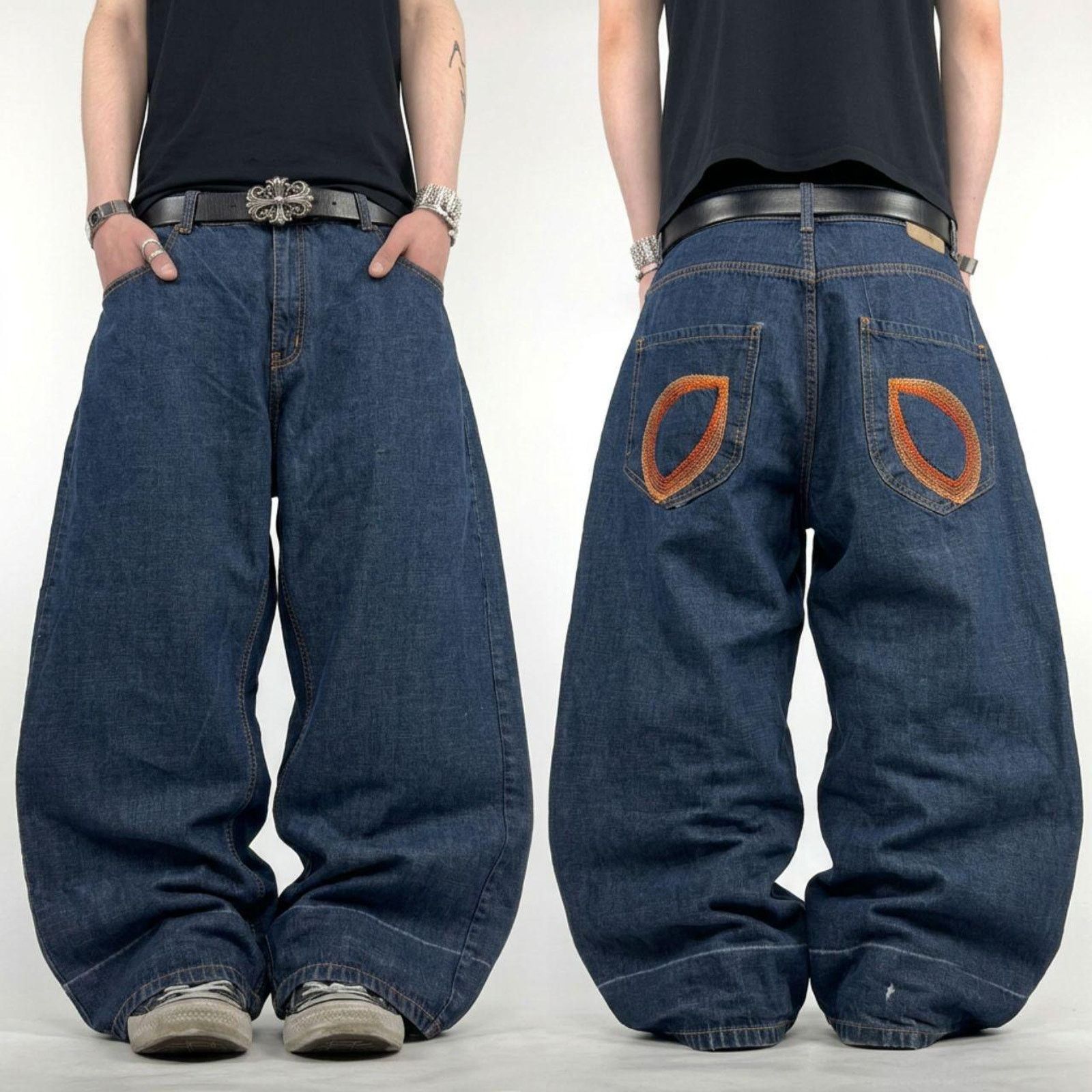 Japanese Brand × Le Grande Bleu (L.G.B.) × Vintage Vintage dark wash grunge archive baggy y2k embroidered jeans Size US 44 / EU 60 - 1 Thumbnail