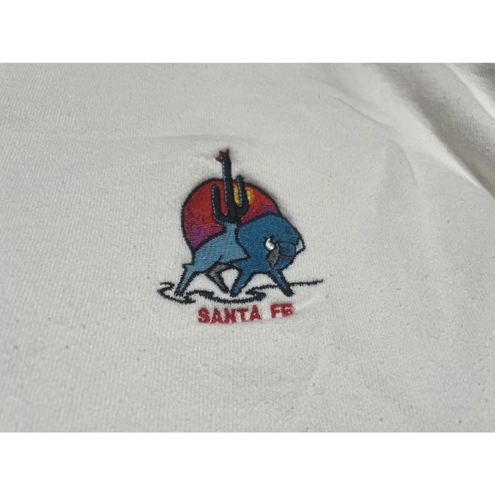 Vintage VINTAGE 90s Santa Fe New Mexico Southwestern Embroidered Sweatshirt LG USA Moxie Crew Neck Long Sleeve Pullover White Mens Sweatshirt Size US L / EU 52-54 / 3 - 3 Thumbnail