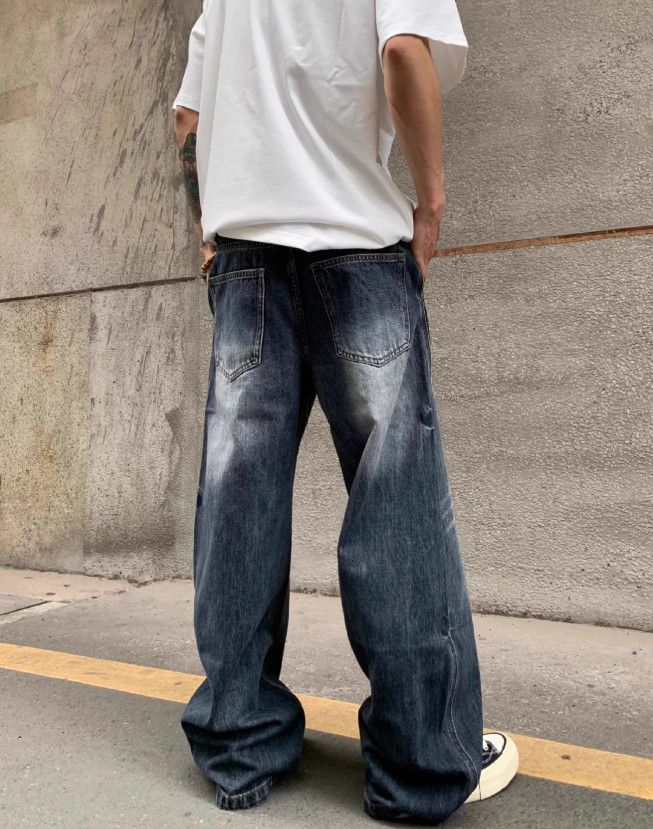Vintage Men's Retro Loose Curved Wash Straight Leg Baggy Jeans Size US 32 / EU 48 - 3 Thumbnail