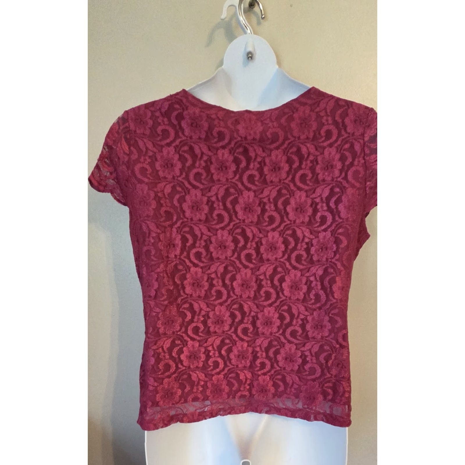 Vintage Jpr Outfit Plus Mauve Lace Lined Empire Top Blouse 1X Boho Goth Shirt (Plus) Women Womens Size XL / US 12-14 / IT 48-50 - 2 Thumbnail