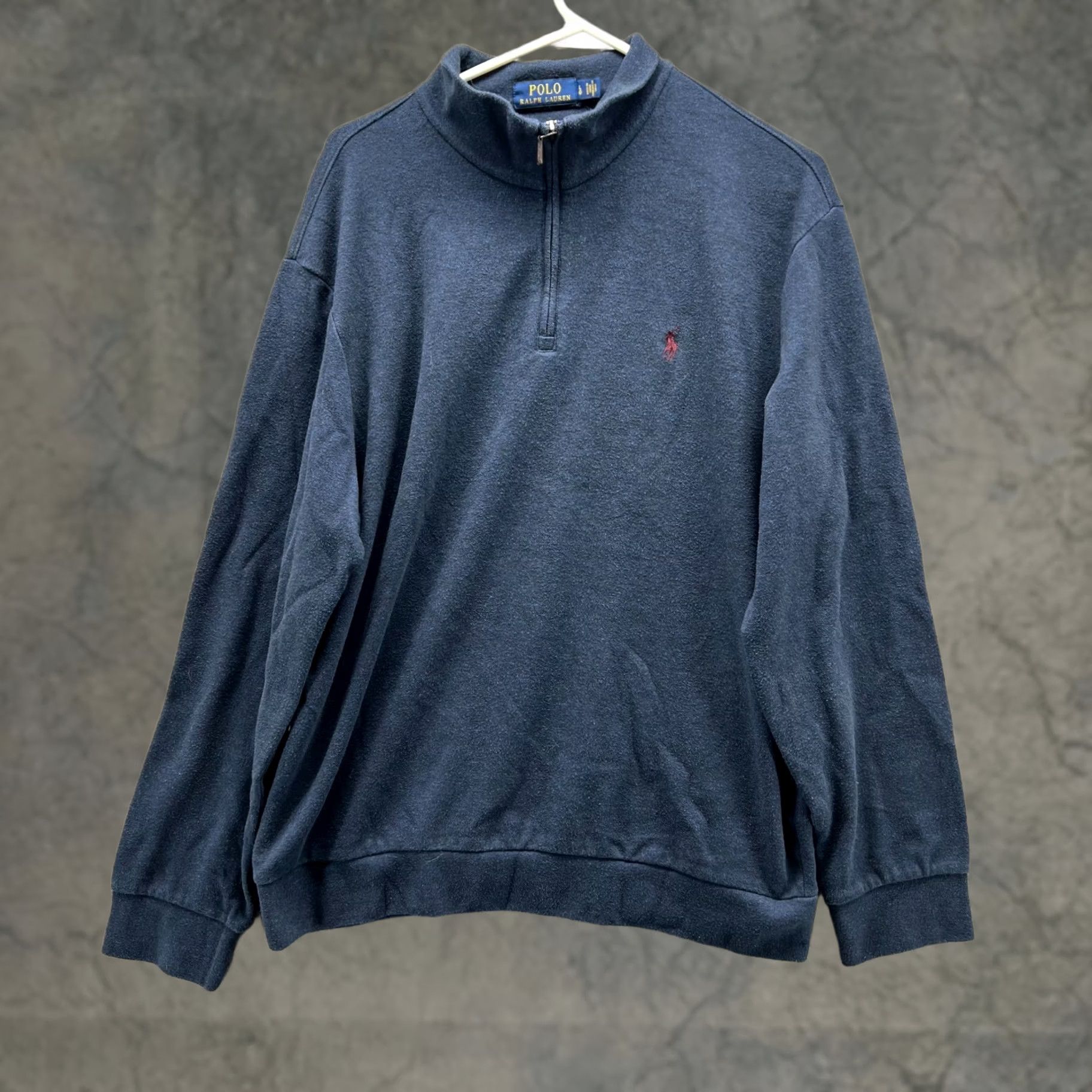 Ralph Lauren VINTAGE Polo Ralph Lauren Sweater Men Large Heather Blue Pullover 1/4 Zip Fleece Pony Shirt Pull over Size US L / EU 52-54 / 3 - 1 Thumbnail