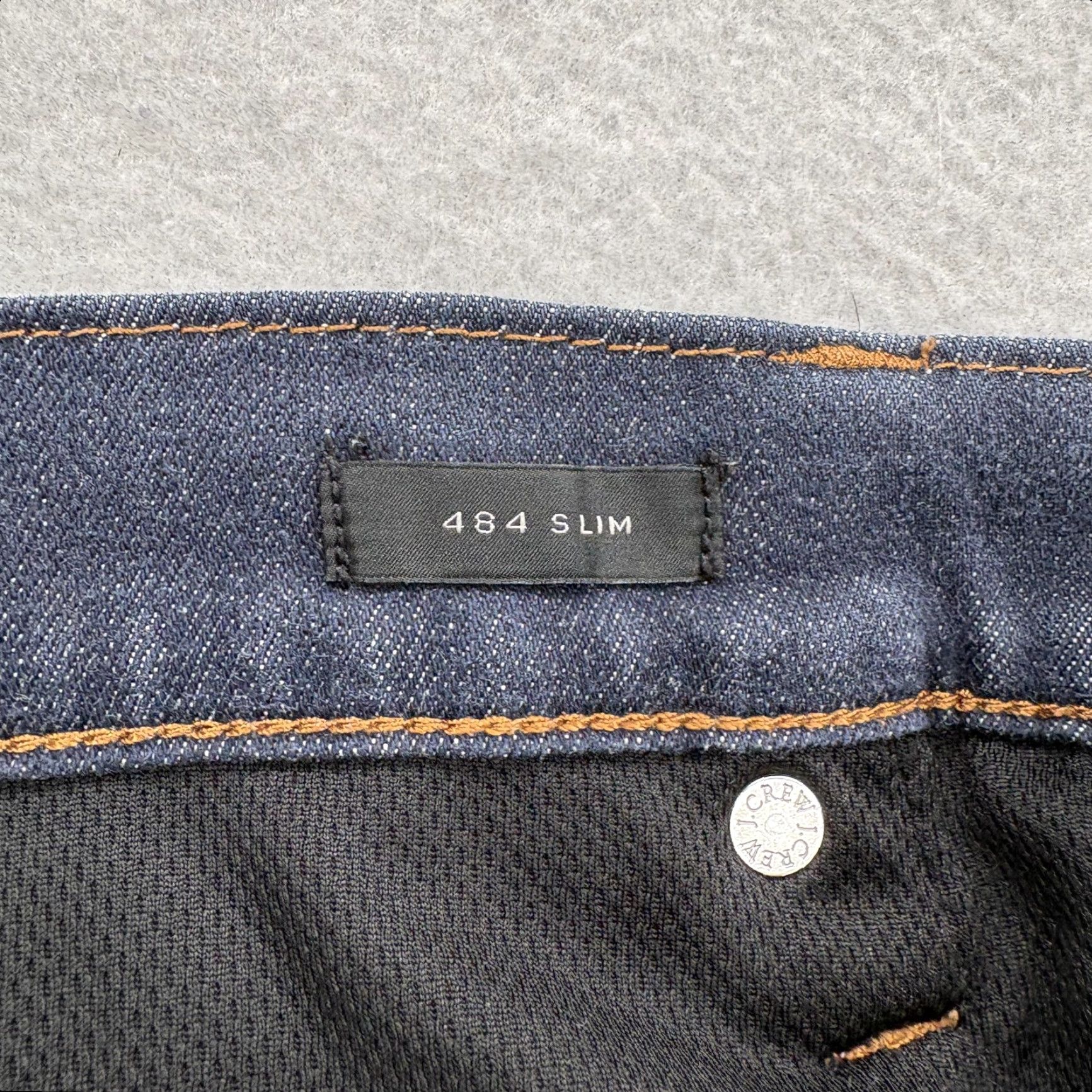 J.Crew J.Crew 484 Jeans Mens 35x32 Dark Blue Stretch Denim Pants Slim Straight Regular Inseam 31 Zip Pocket Logo Vintage No Size US 35 - 5 Thumbnail