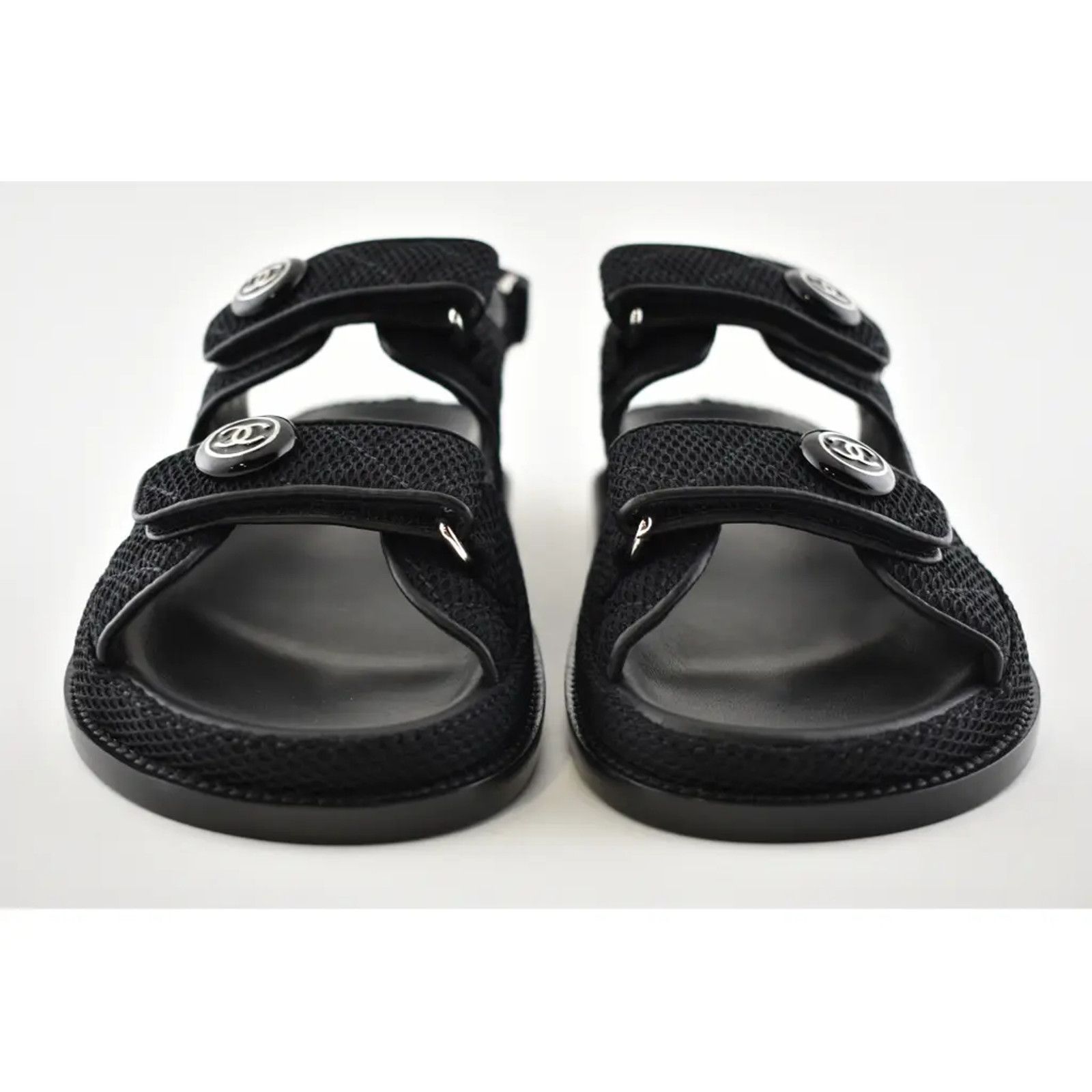 Chanel Chanel 21C Black Fabric Silver Logo Mule Slide Strap Size US 5.5 / IT 35.5 - 7 Thumbnail