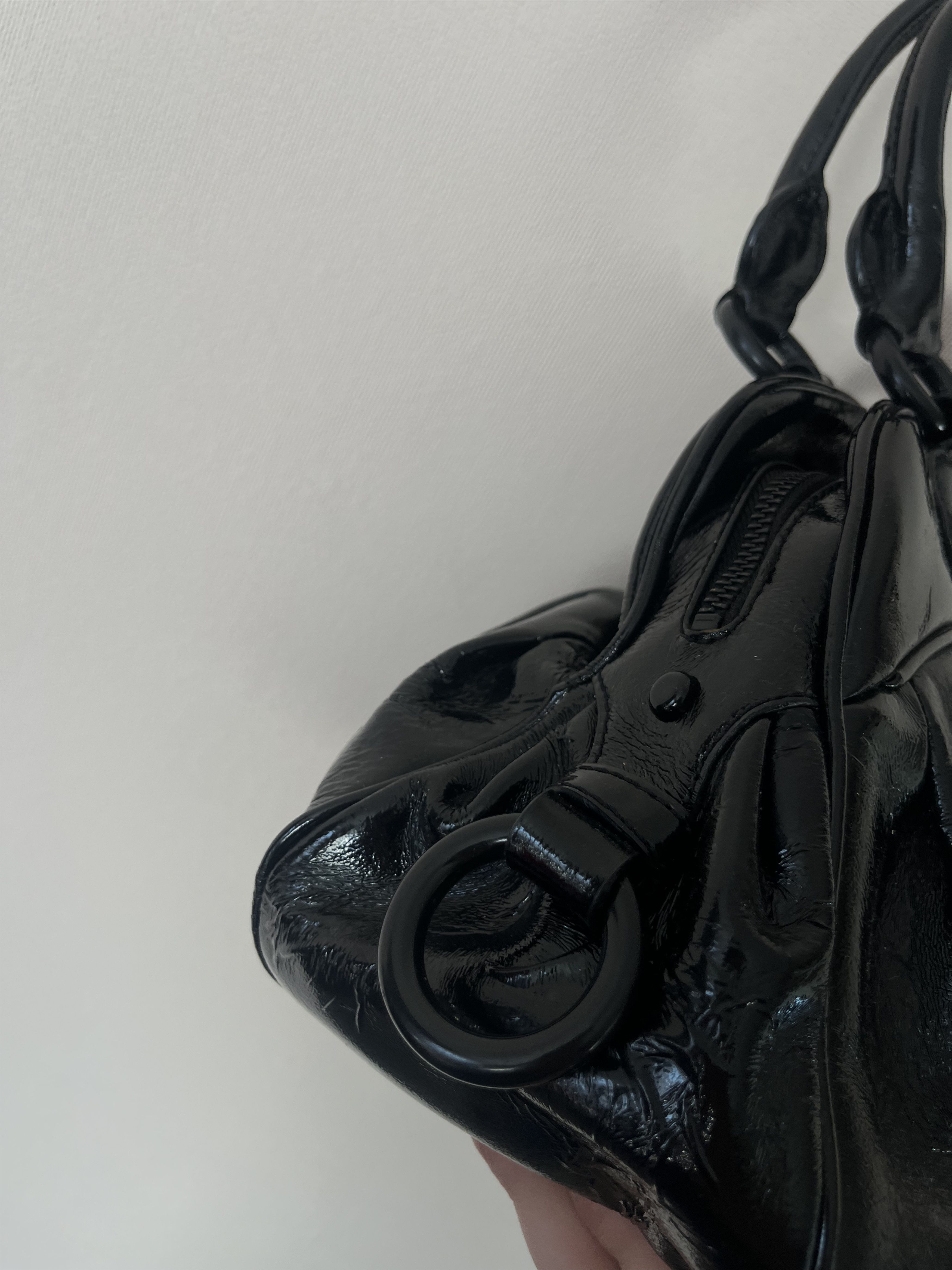 Just Cavalli Just Cavalli Black Patent Leather Satchel Bag Top Handle Size ONE SIZE - 12 Thumbnail