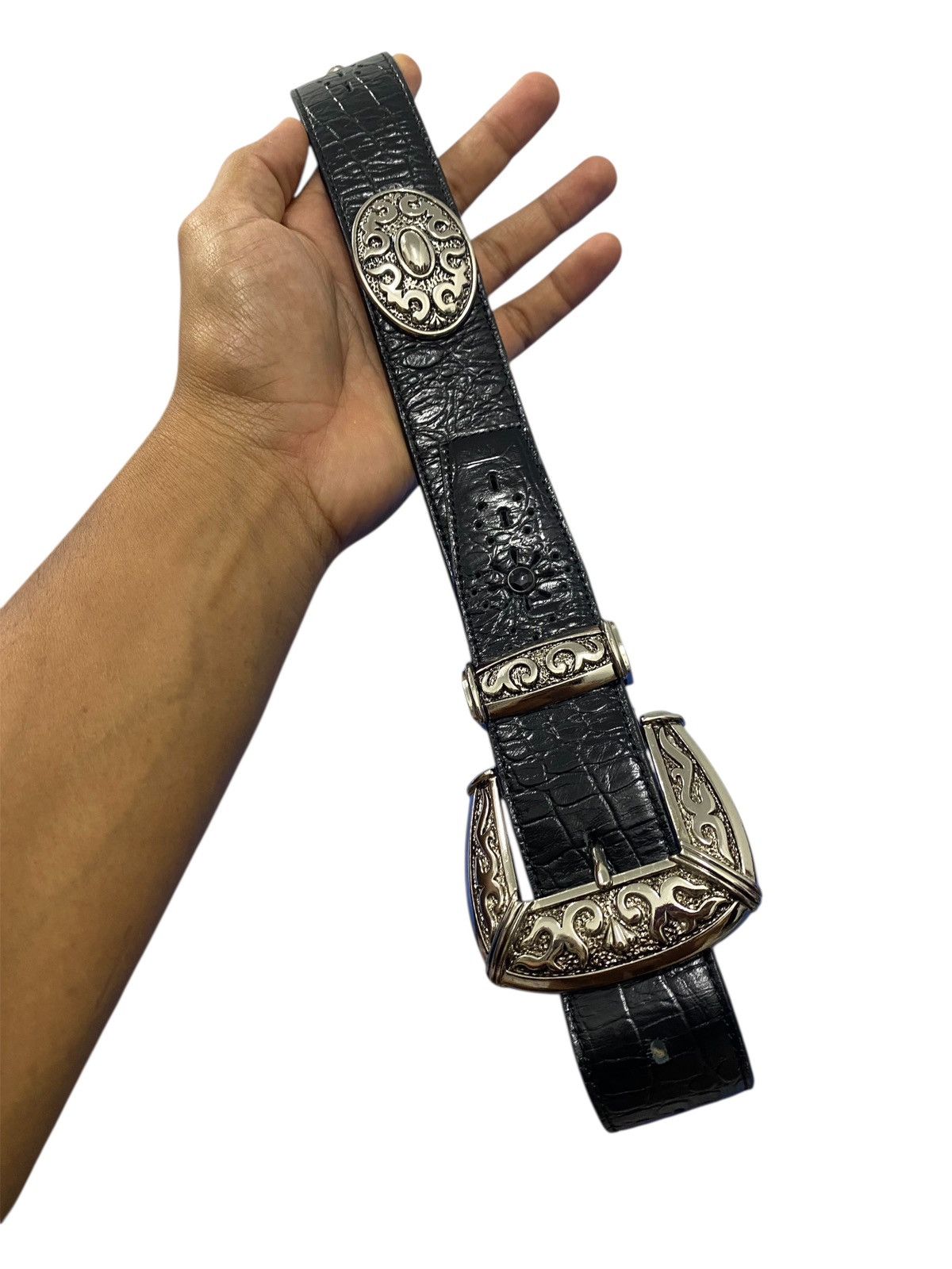 Tornado Mart Tordano Mart western style buckle with stud leather belt Size ONE SIZE - 1 Thumbnail