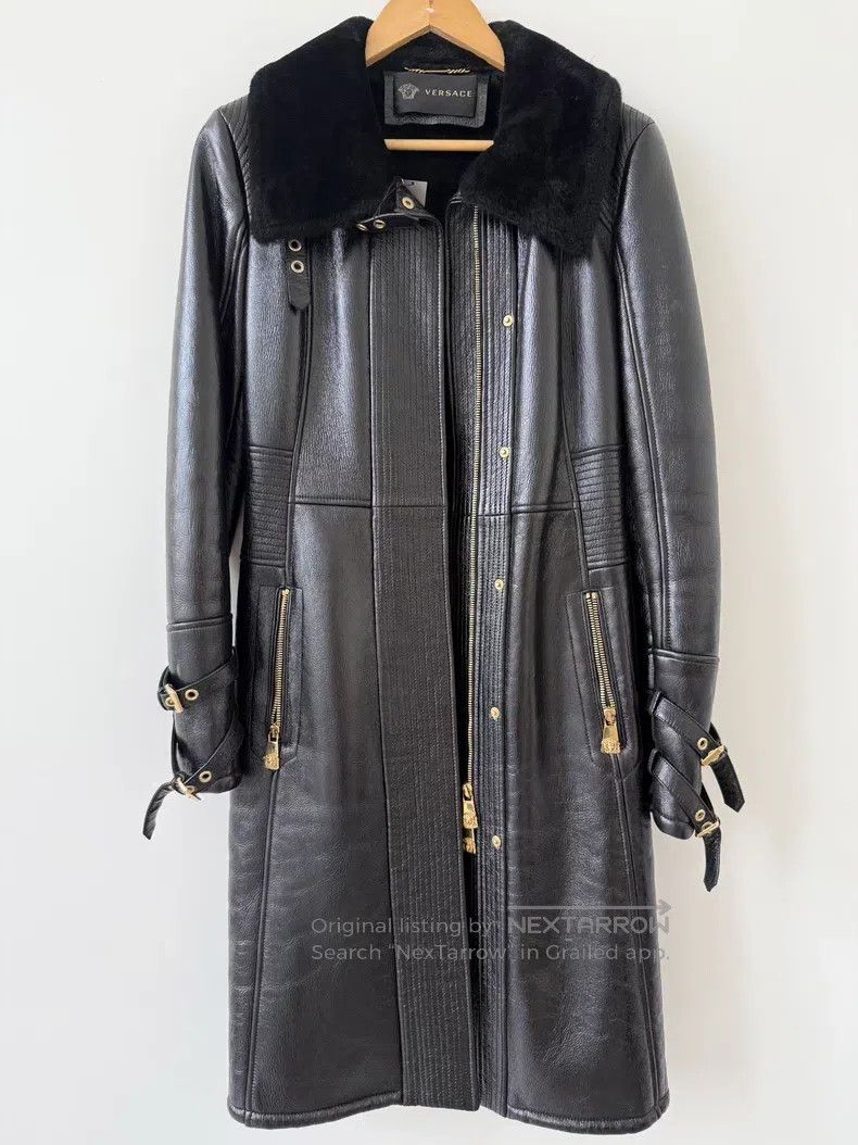 Versace Versace Fur is integrated into the leather coat Size US XXS / EU 40 - 1 Thumbnail