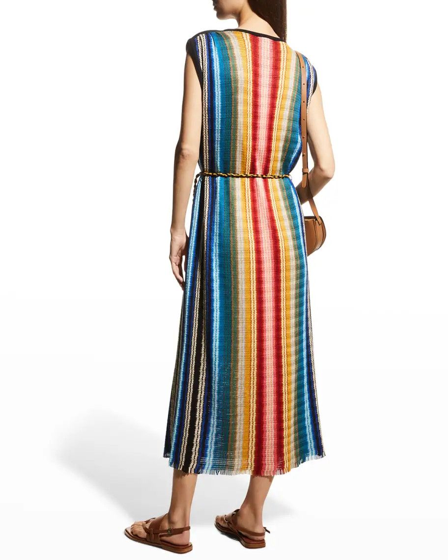 Loro Piana o1srvl11e0824 Cordoba Rainbow Midi Dress in Multicolor Size M / US 6-8 / IT 42-44 - 3 Thumbnail