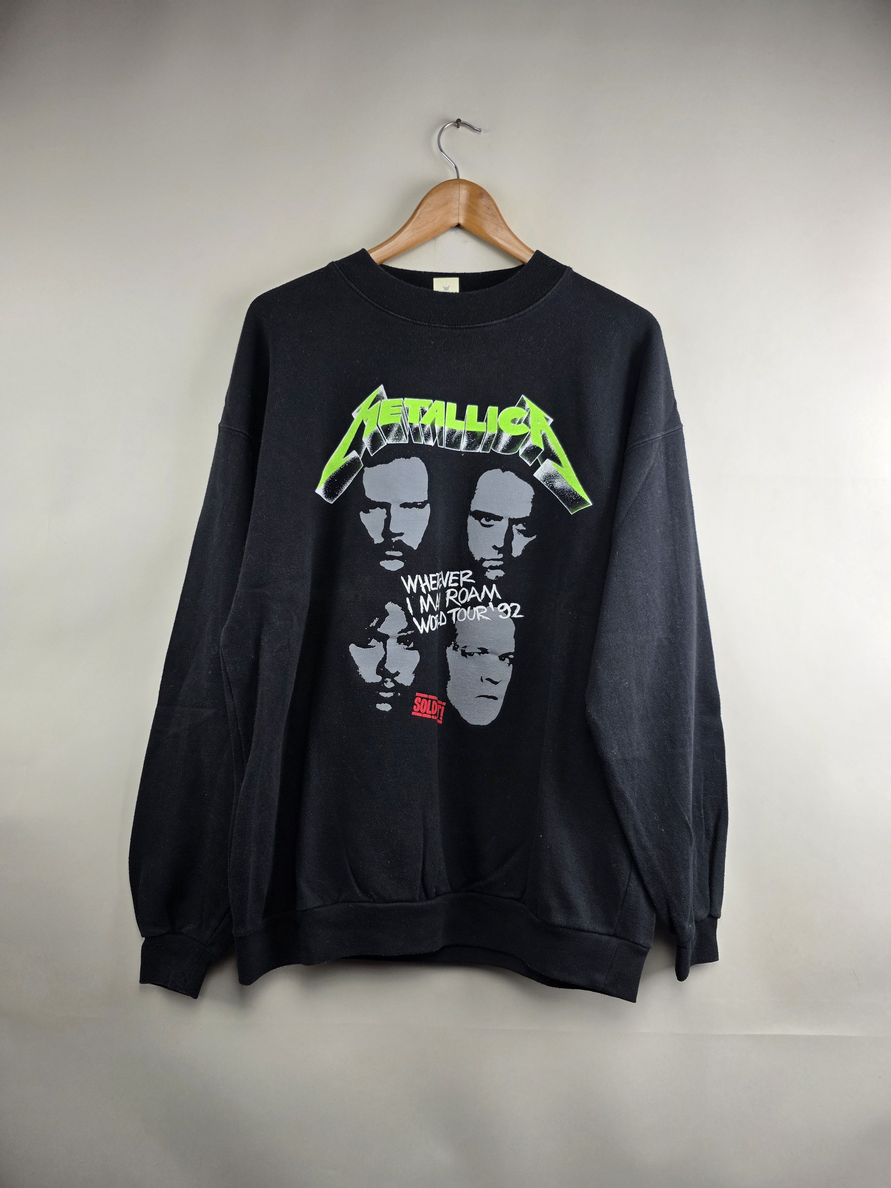 Band Tees × Metallica × Vintage 1992 Metallica wherever I may roam World Tour Crew neck L Size US L / EU 52-54 / 3 - 7 Thumbnail