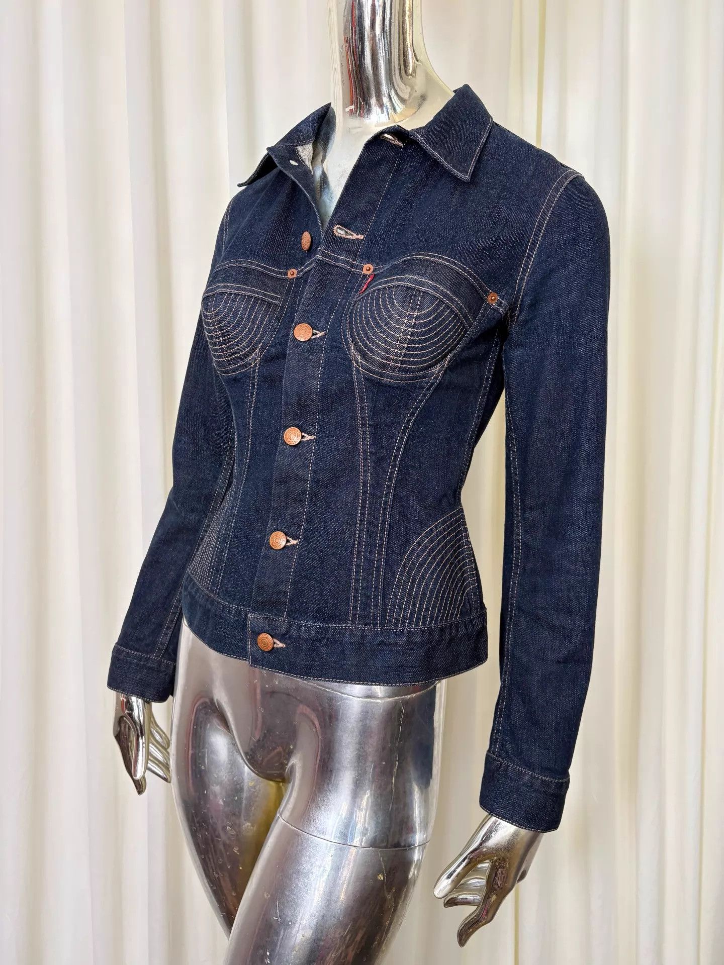 Jean Paul Gaultier JPG × Levi's Corset Denim Waist-Cinched Jacket S Size S / US 4 / IT 40 - 1 Thumbnail