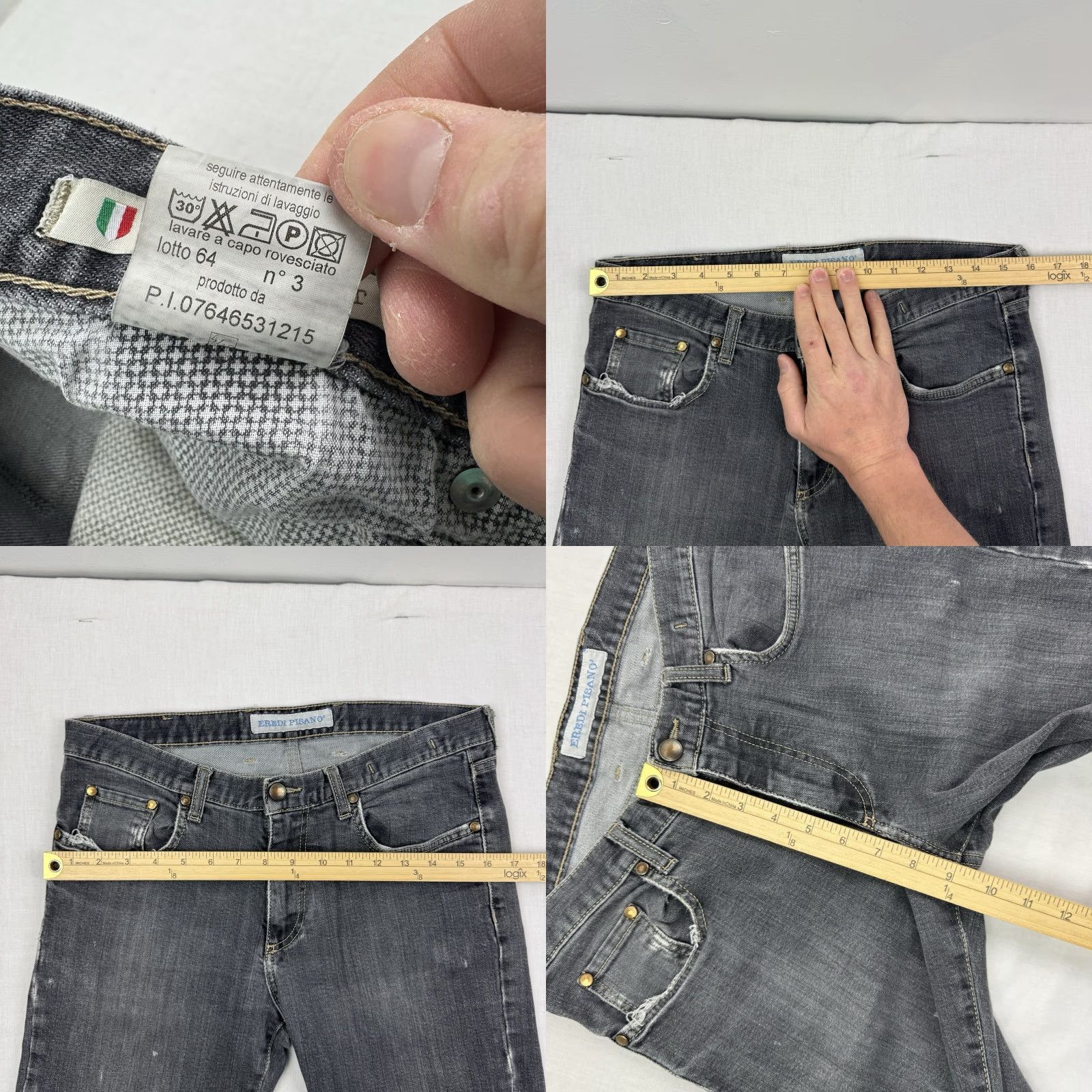 Vintage EREDI PISANO Jeans Men Regular 48 Black 31in Inseam Zip Closure Tapered Designer Made in Italy 1990s or 2000s Fashionable Menswear Size US 32 / EU 48 - 8 Thumbnail