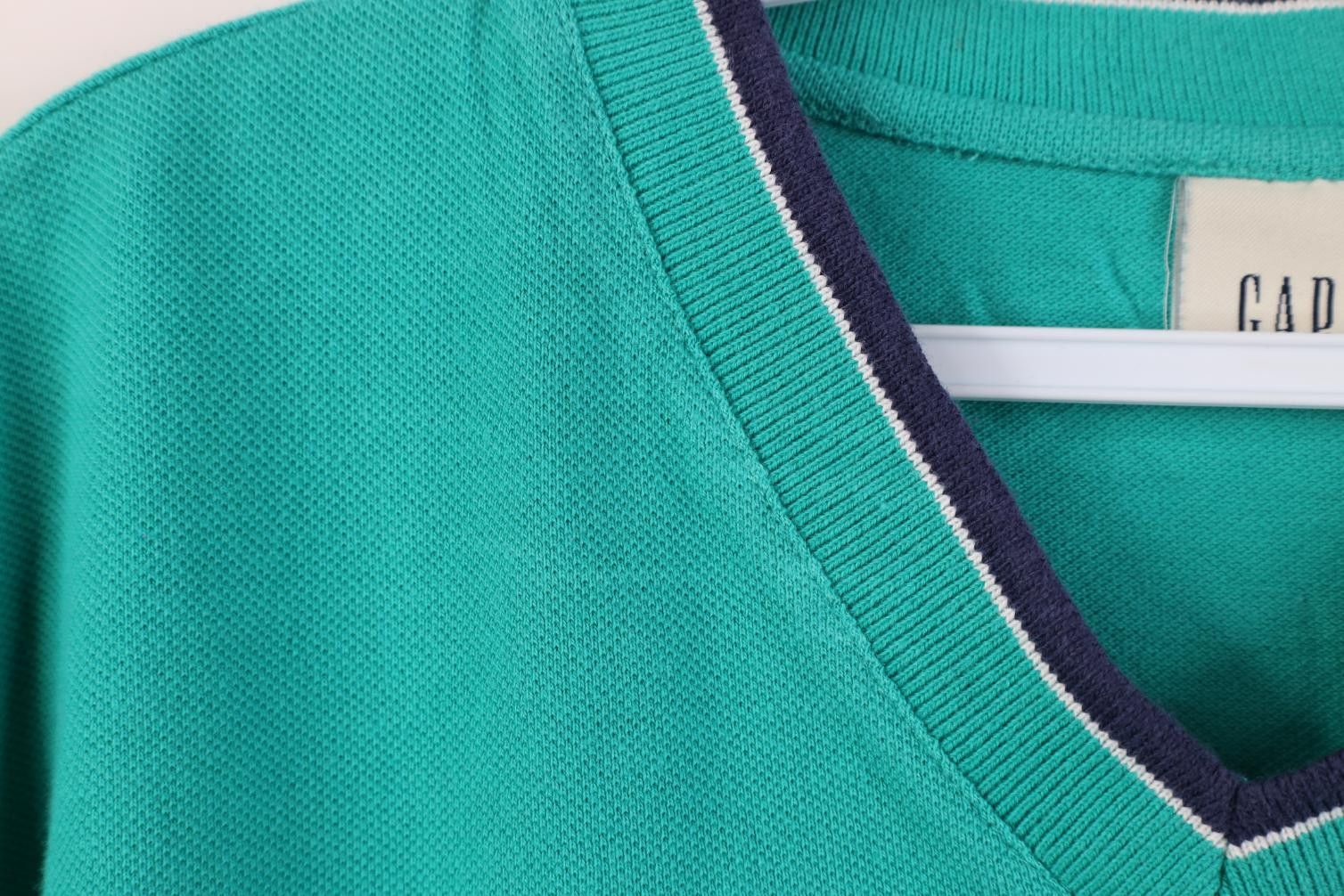 Gap Vintage 90s Gap Blank Pique Cotton Knit V-Neck T-Shirt Teal Size US M / EU 48-50 / 2 - 5 Thumbnail