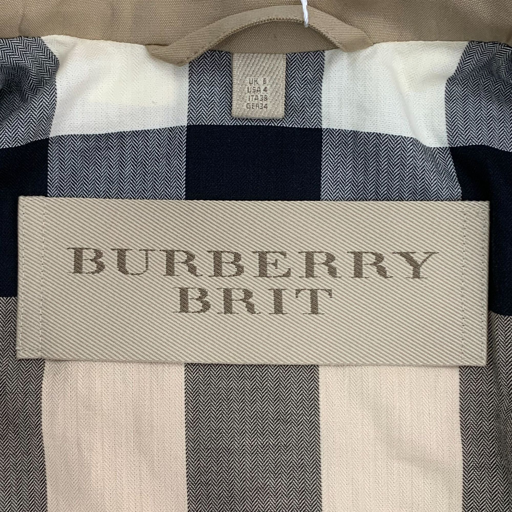 Burberry Burberry Brown Cotton Double-Breasted Belted Trench Coat (Si Size S / US 4 / IT 40 - 2 Thumbnail