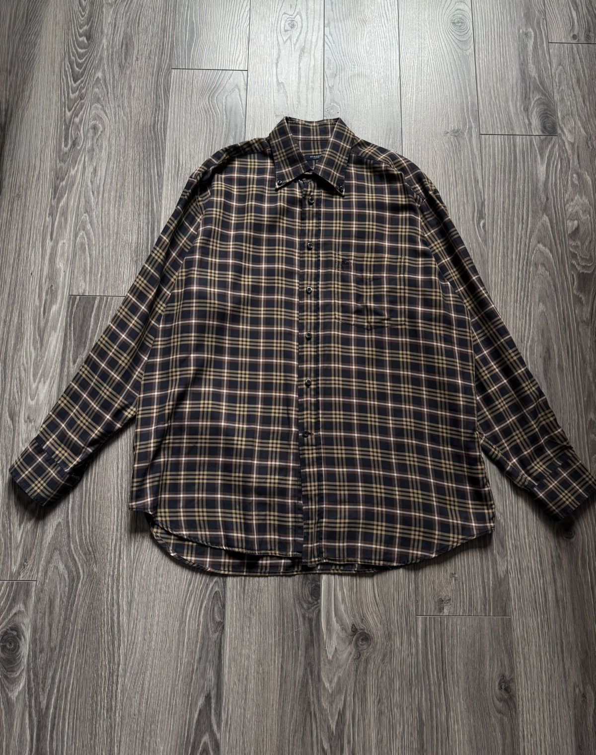 Burberry Burberry Brown/Blue Logo Checkered Flannel Shirt 43 Size US XL / EU 56 / 4 - 1 Thumbnail