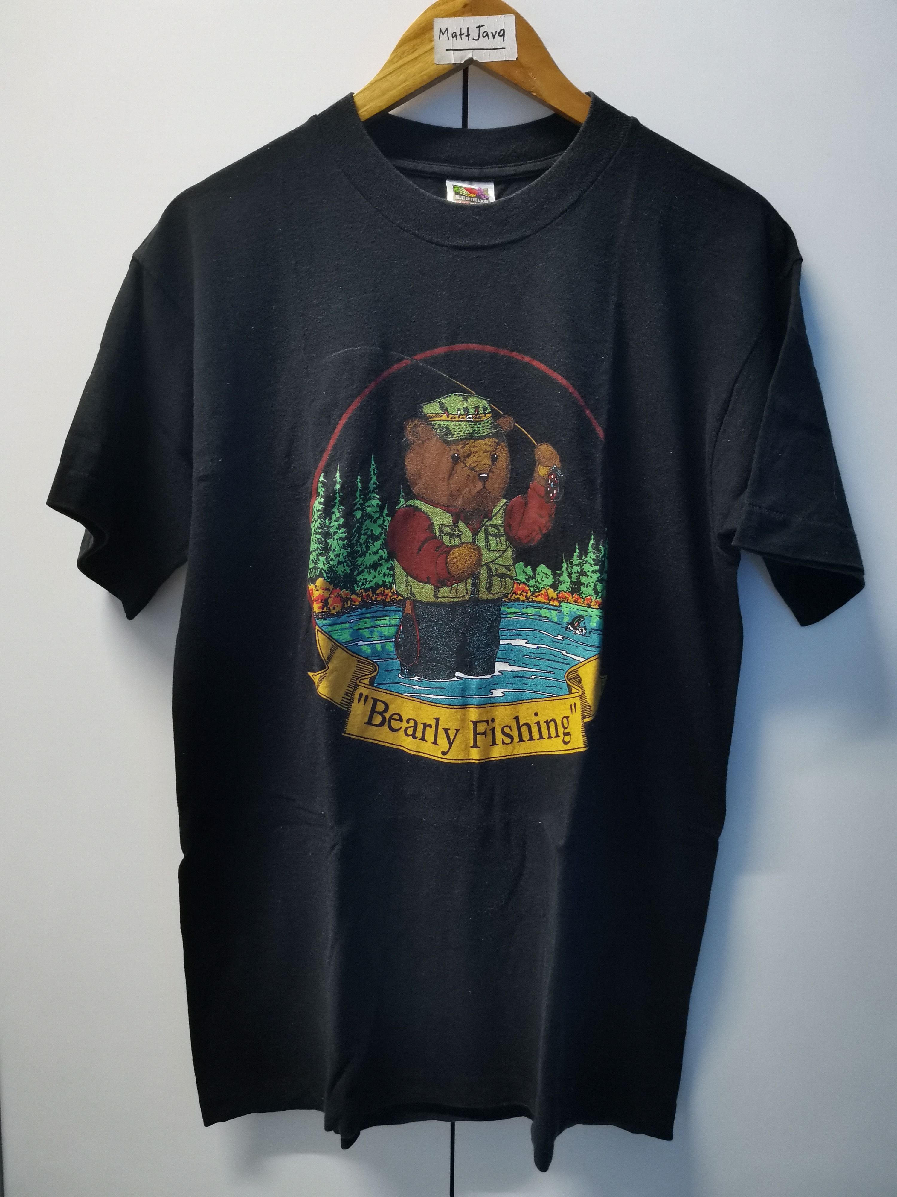 Vintage Vintage 90s Bearly Fishing Stitches Tee Streetwear Sport Size US L / EU 52-54 / 3 - 2 Thumbnail