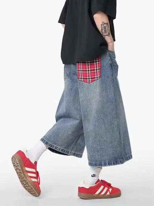 Japanese Brand Retro checkered wide leg denim shorts Size US 32 / EU 48 - 3 Thumbnail