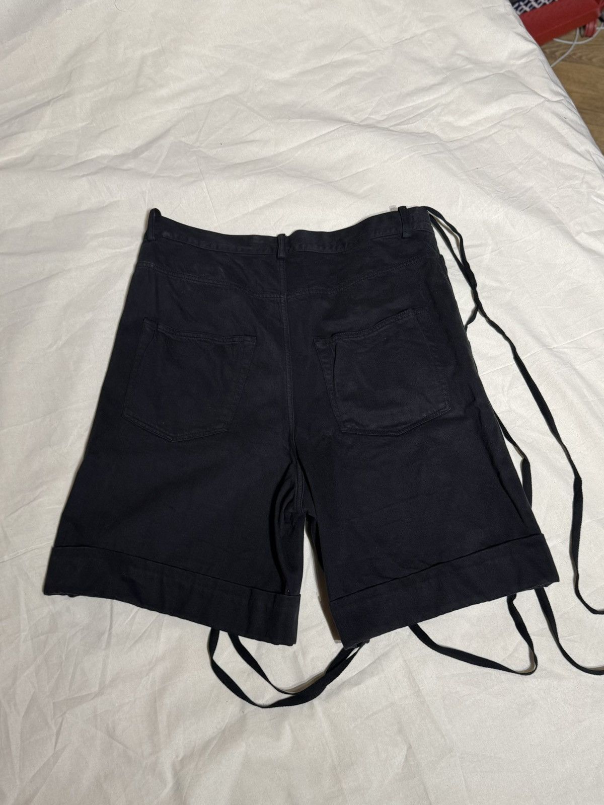 Ann Demeulemeester DRAWSTRING DENIM WIDE LEG SHORTS OILED WAXED Size US 35 - 2 Thumbnail